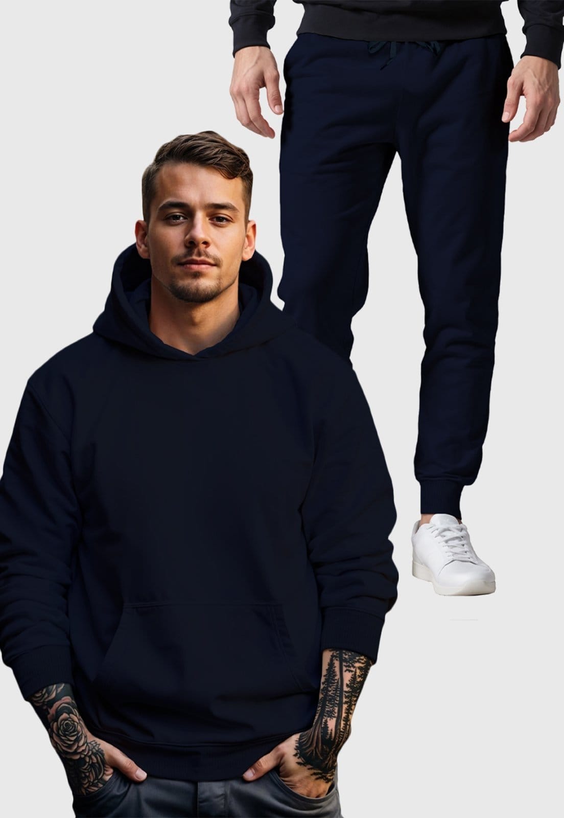 Conjunto Blusa e Calça Moletom Liso Masculino Benellys Marinho