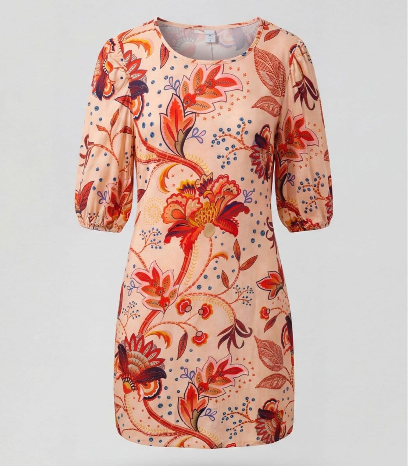 Vista 2 Vestido Midi Com Manga Flare 3/4 Infinita Cor INFINITA COR marrom