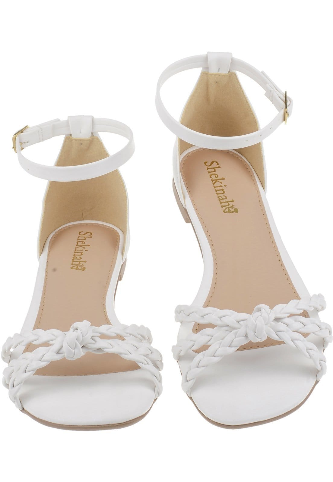 Sandália Feminina Rasteira Confortável Trançada Tendência Shekinah