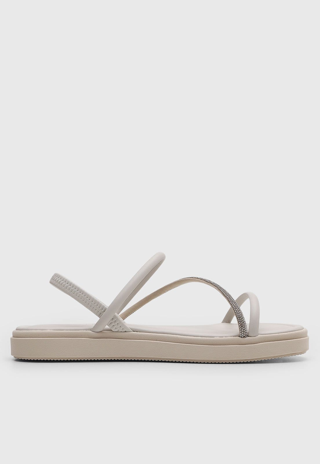 Vista 2 Rasteira Feminina Via Uno Tiras Brilho Off-White VIA UNO off-white white