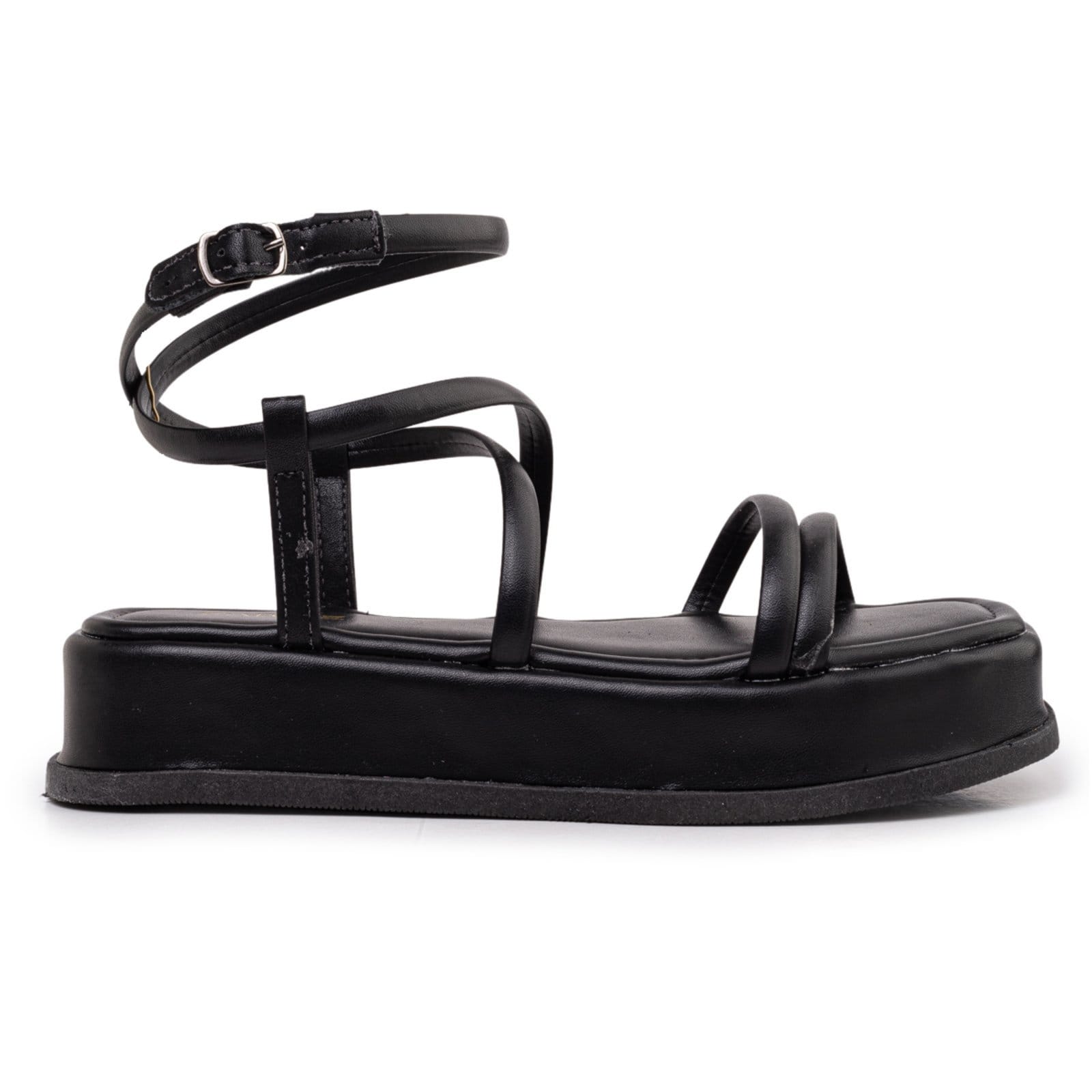 Sandália Feminina Flatform Tiras Metalizada Confortável Moda Napa