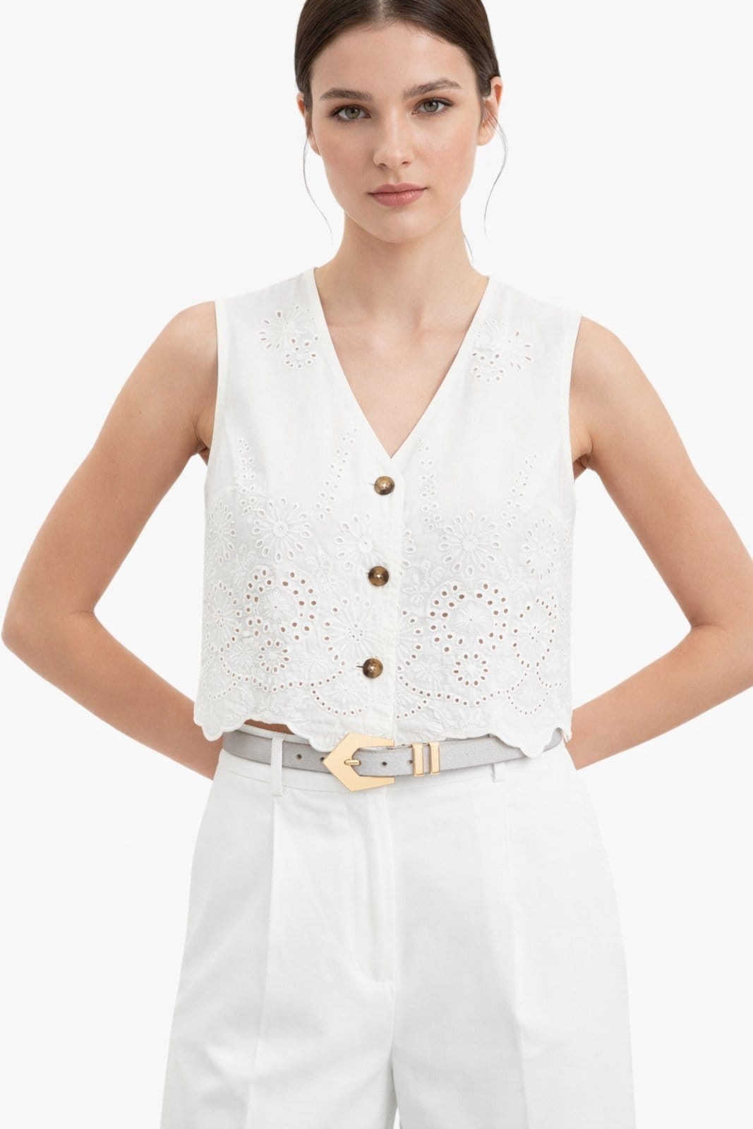 Cinto Fivela Geométrica D Bell Outelet Fashion Gelo