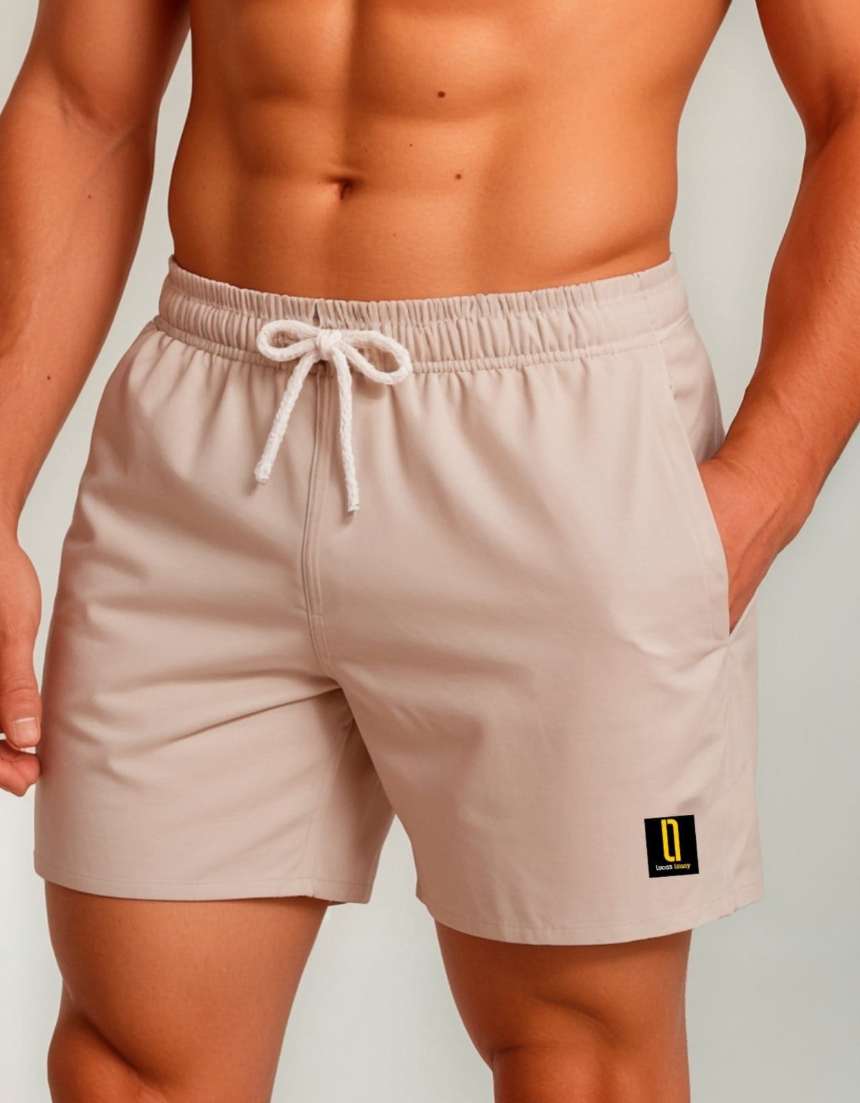 Vista principal Short Masculino Neon Bermuda Praia Mauricinho Jr Rf. 001 Verde Lucas Lunny bege neon