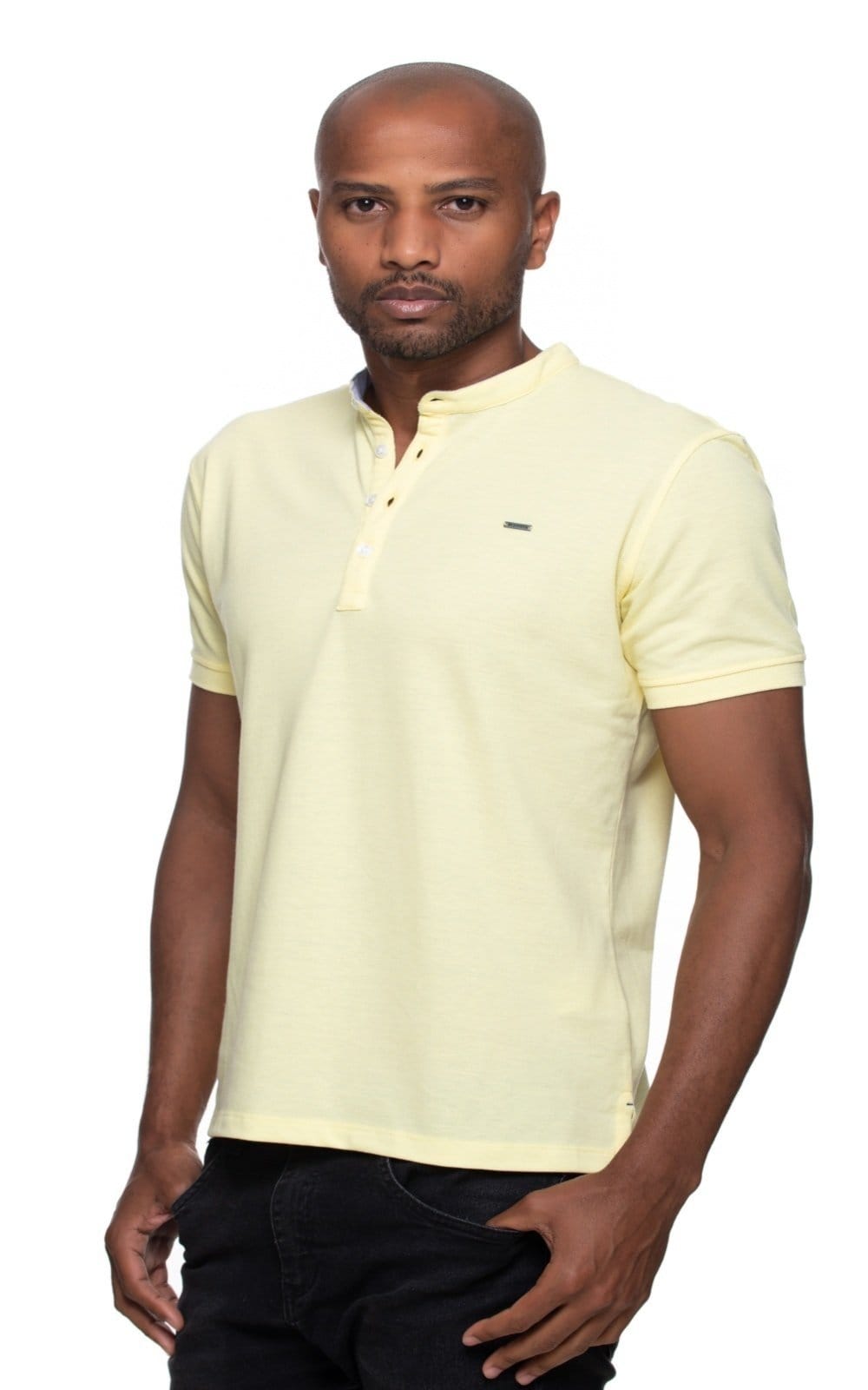 Vista 2 Camisa Gola Padre Aburguesia Slim Fit Amarela Alfaiataria Burguesia amarelo