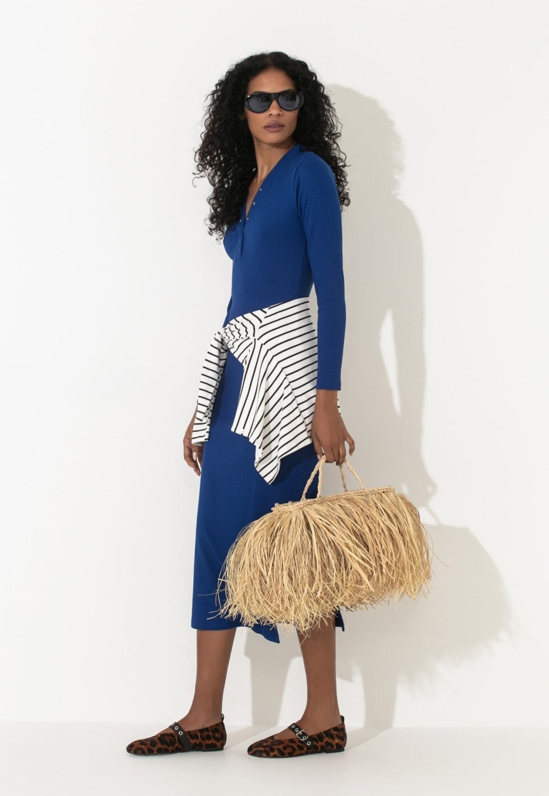 Vista 2 Vestido Midi Traymon Manga Longa Gg Traymon azul