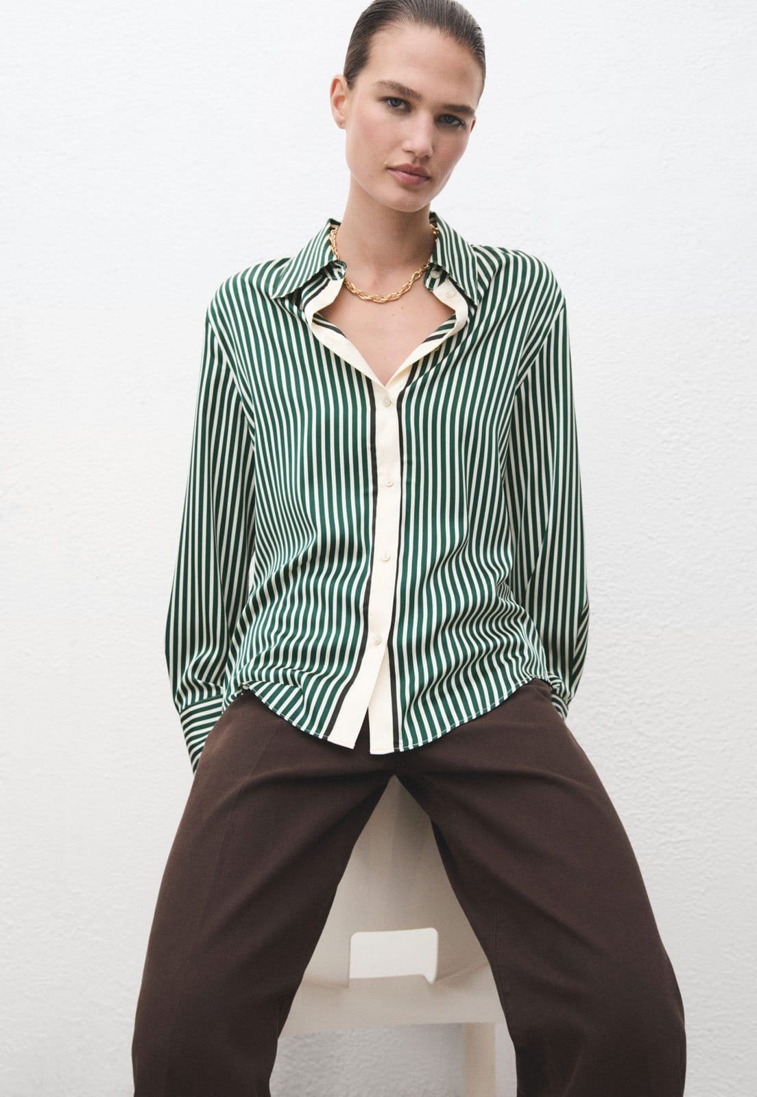 Camisa Feminina Mango Margaret Listrada