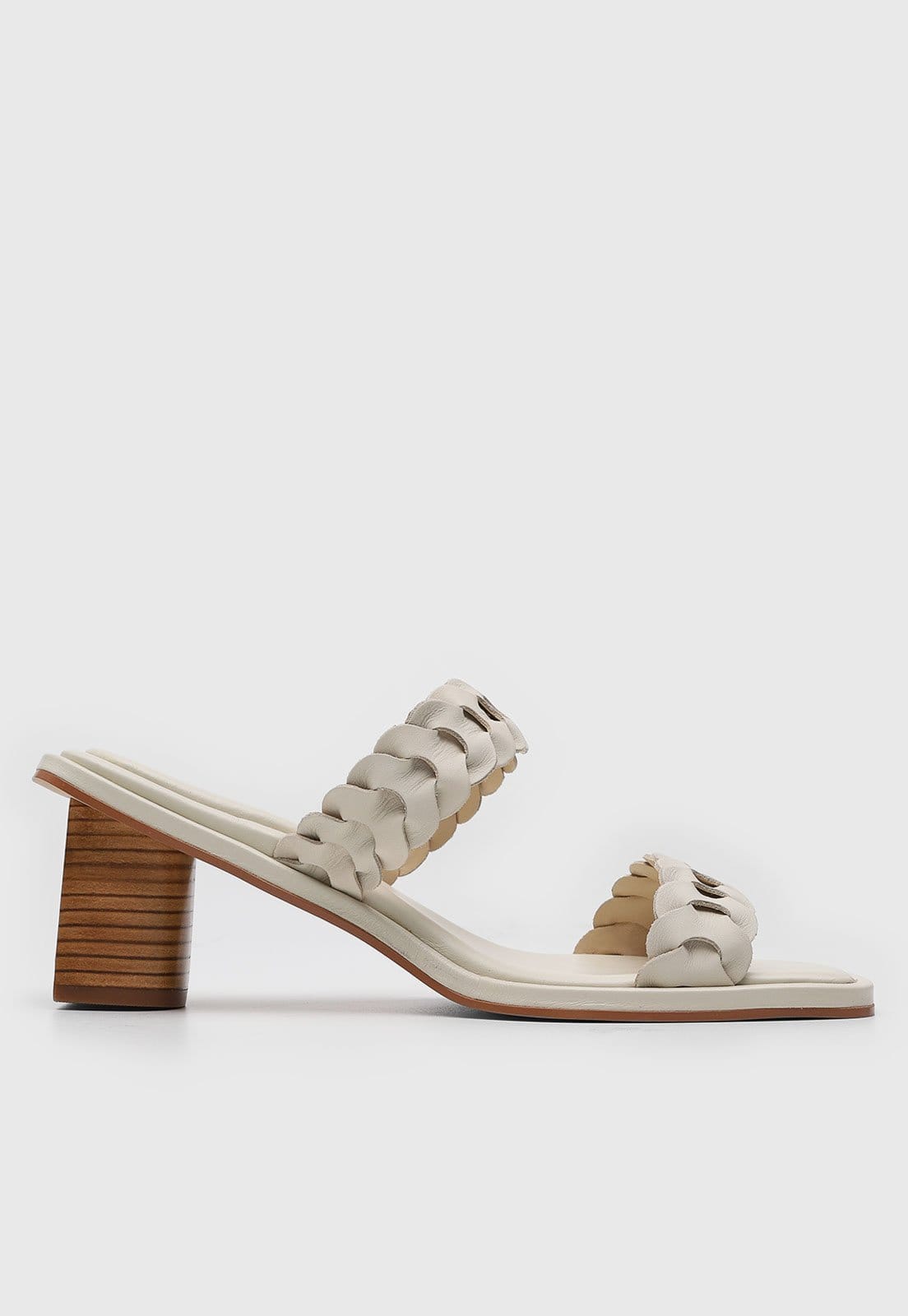 Vista 2 Sandália Feminina Capodarte Tiras Trançadas Salto Bloco Off-White Capodarte off-white white