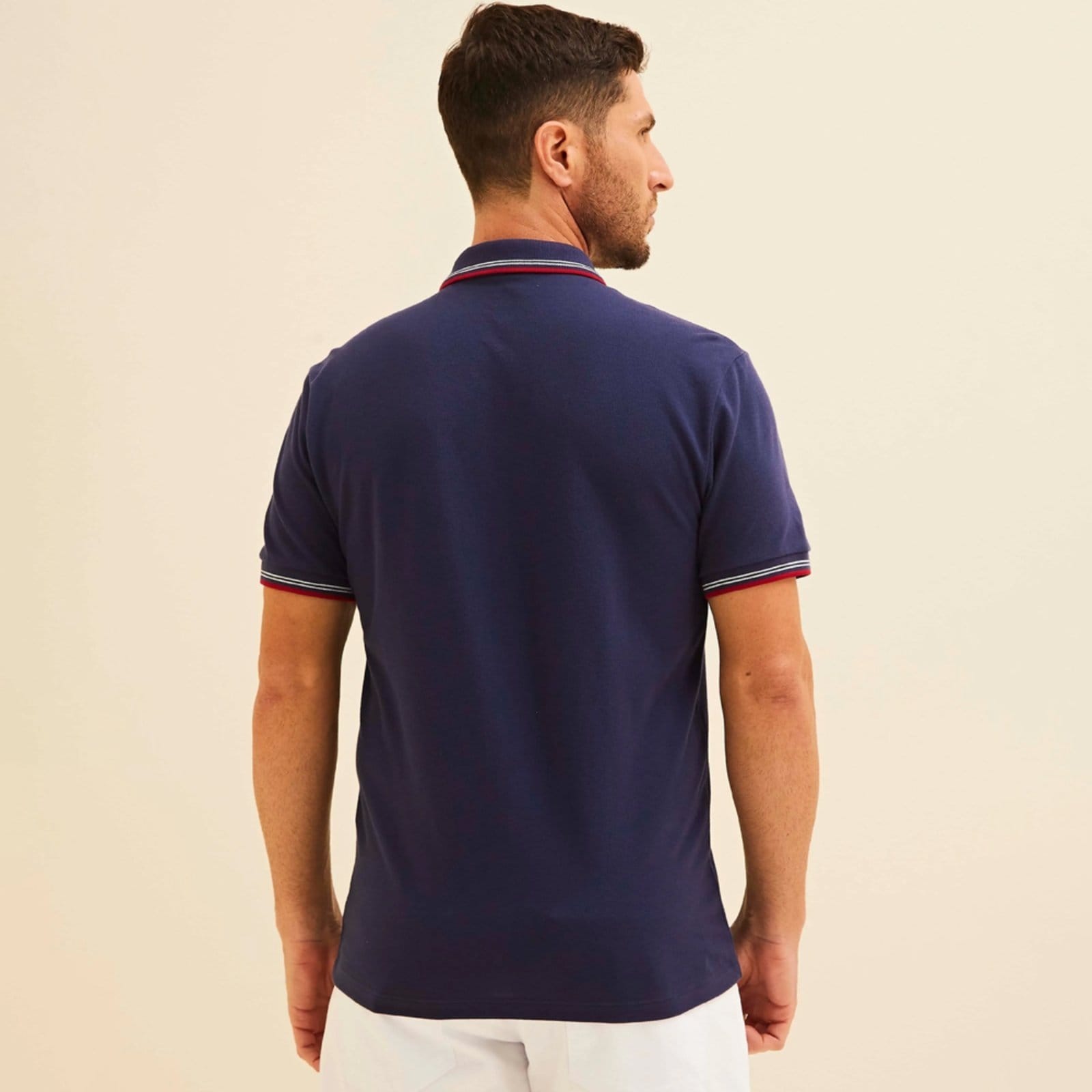 Vista 2 Camisa Polo Forum Faixas Ve26 Marinho Masculino Forum azul marinho