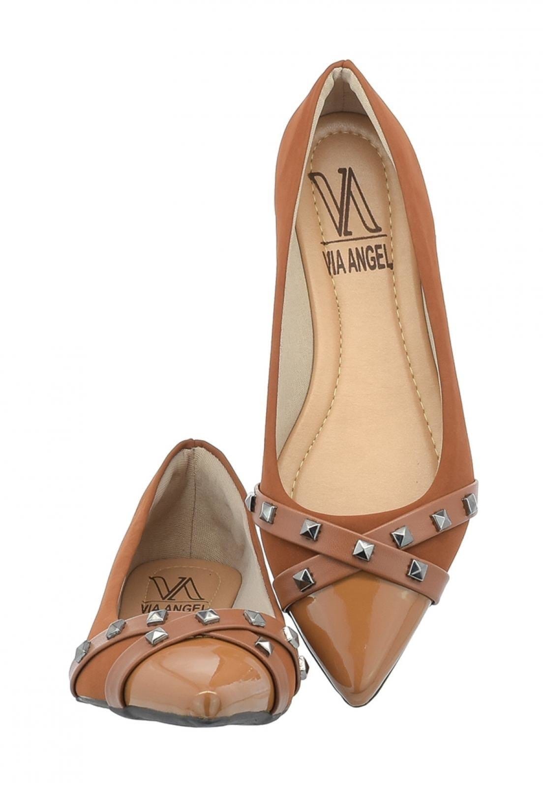 Sapatilha Bico Agulha Feminina Com tachas Confort Via Angel 04