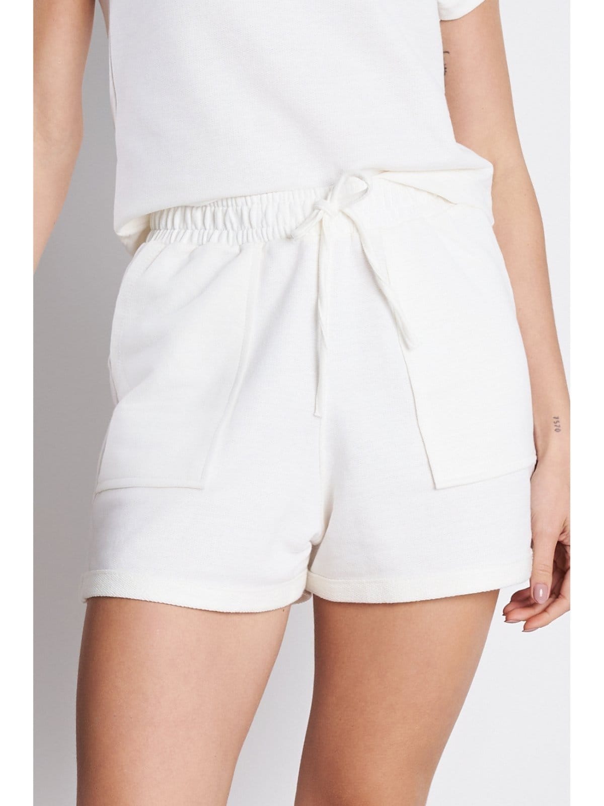 Short Feminino MeuJeans Amora Moletinho Off White