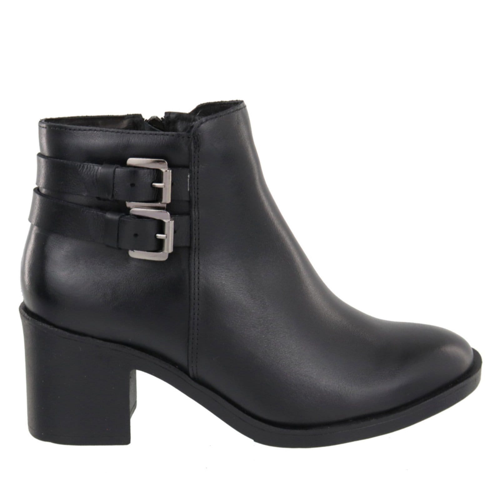 Vista 2 Bota Fivelas Salto Grosso em Couro Feminina Maria Paula Preta MARIA PAULA preto