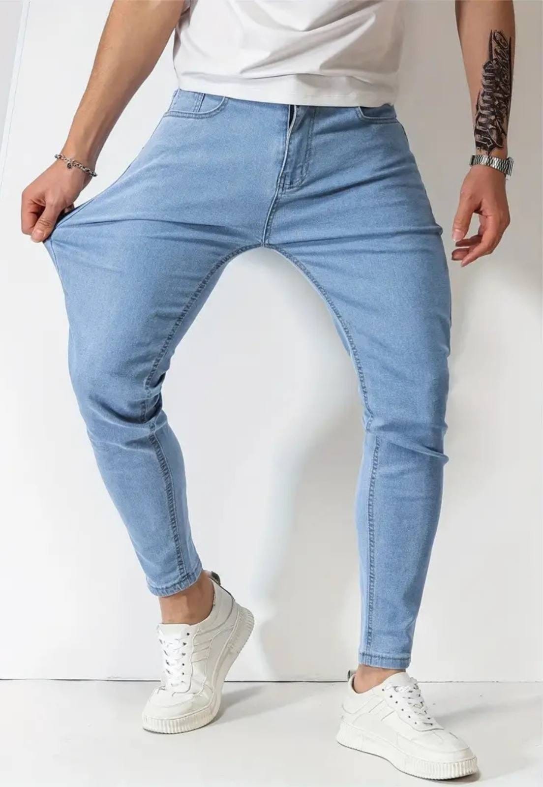 Calça Masculina SK Com Elastano Confortável Lavagem Clara Amaciada