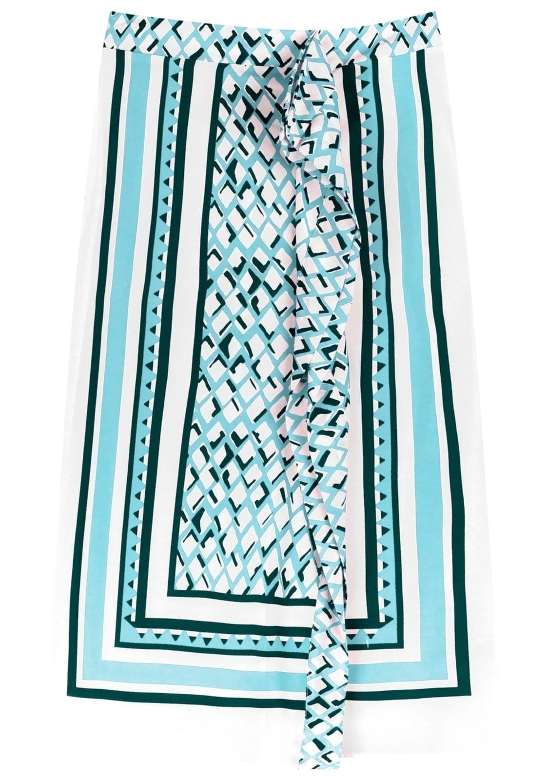 Vista 2 Saia Lez a Lez Midi Estampada Com Cintura Alta E Zíper Posterior Lez a Lez azul