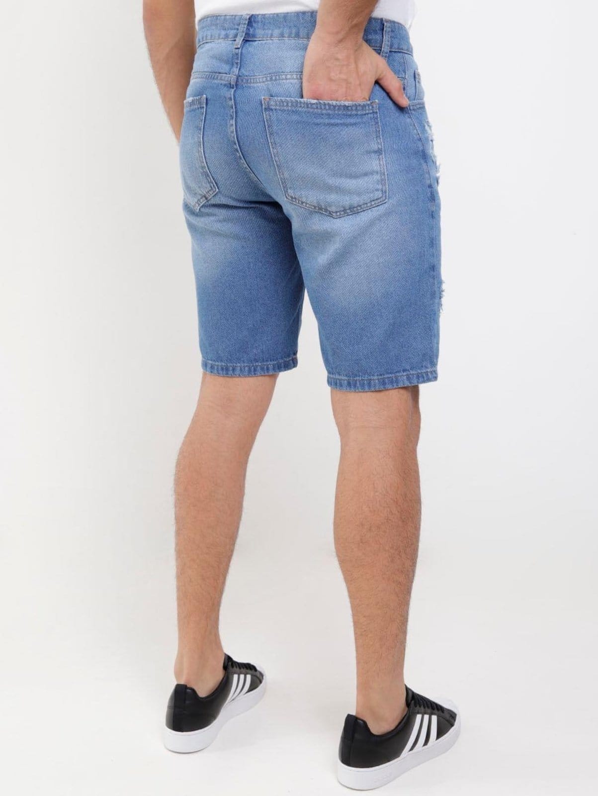 Vista 2 Bermuda Jeans Destroyed Vels Masculina Vels azul