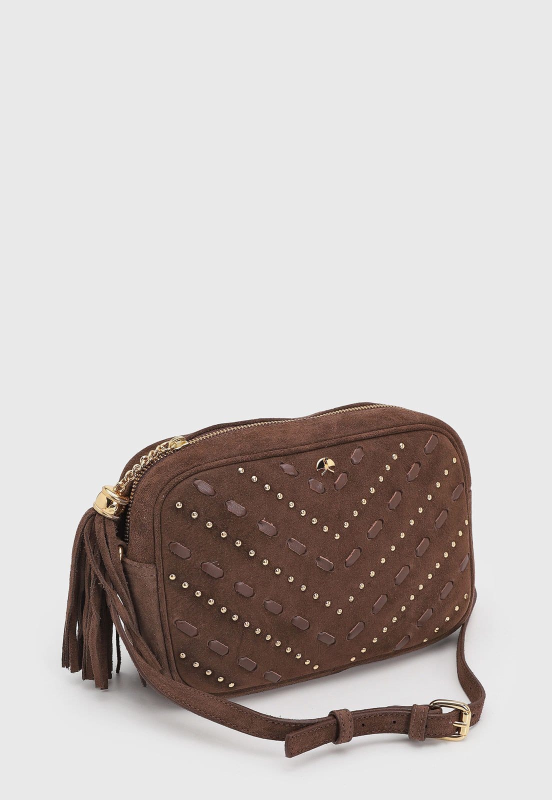 Vista 2 Bolsa Média Feminina Luiza Barcelos Tachas Luiza Barcelos marrom