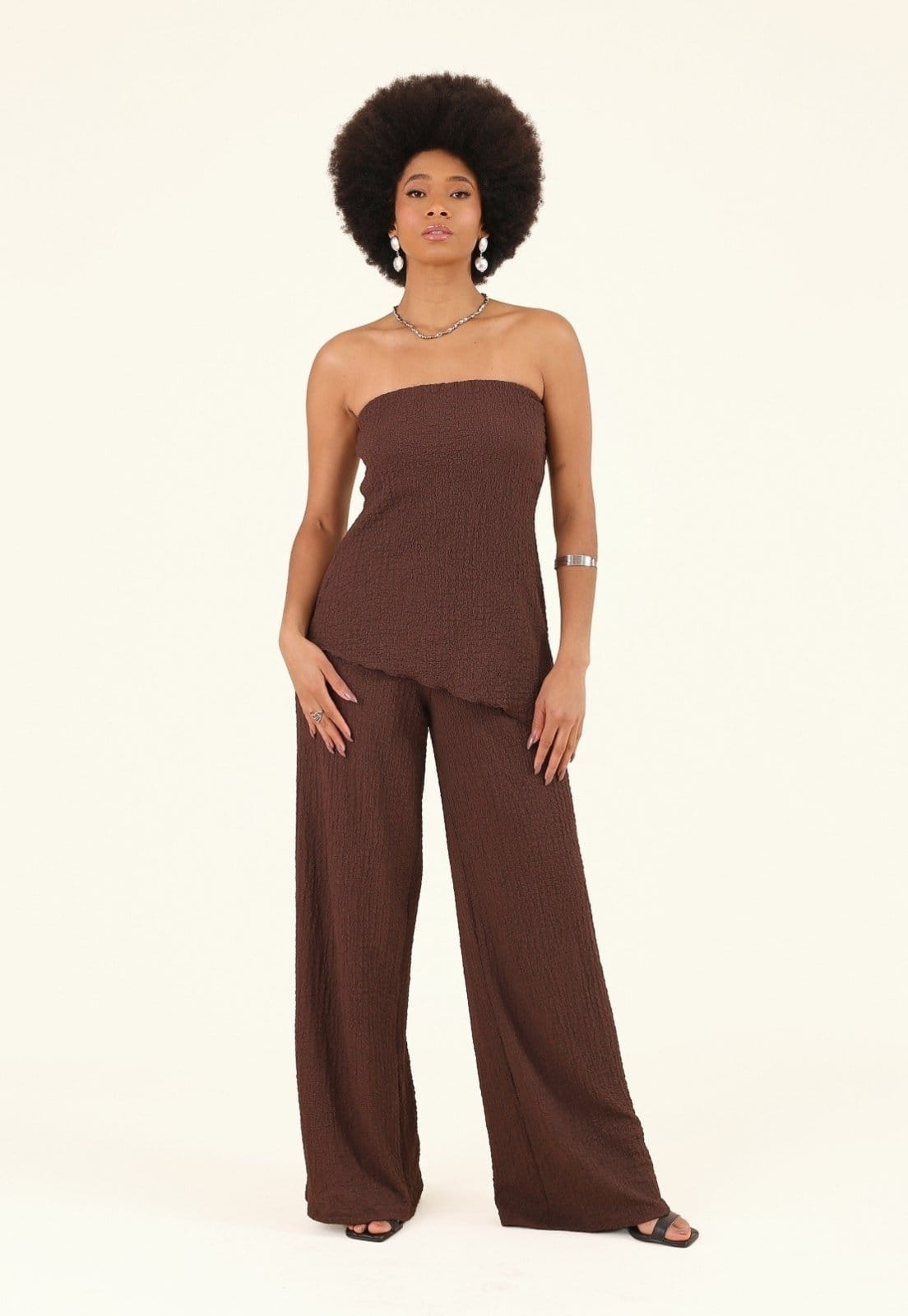 Calça Pantalona Pop Me Em Malha Texturizada