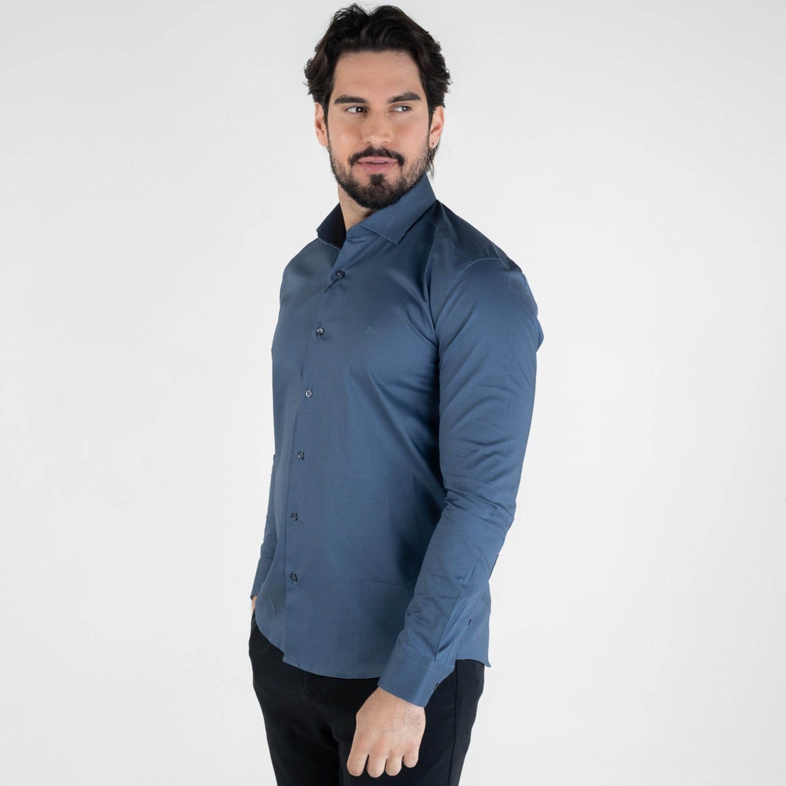 Vista 2 Camisa Aramis Custom Slim Fit Navy Aramis azul