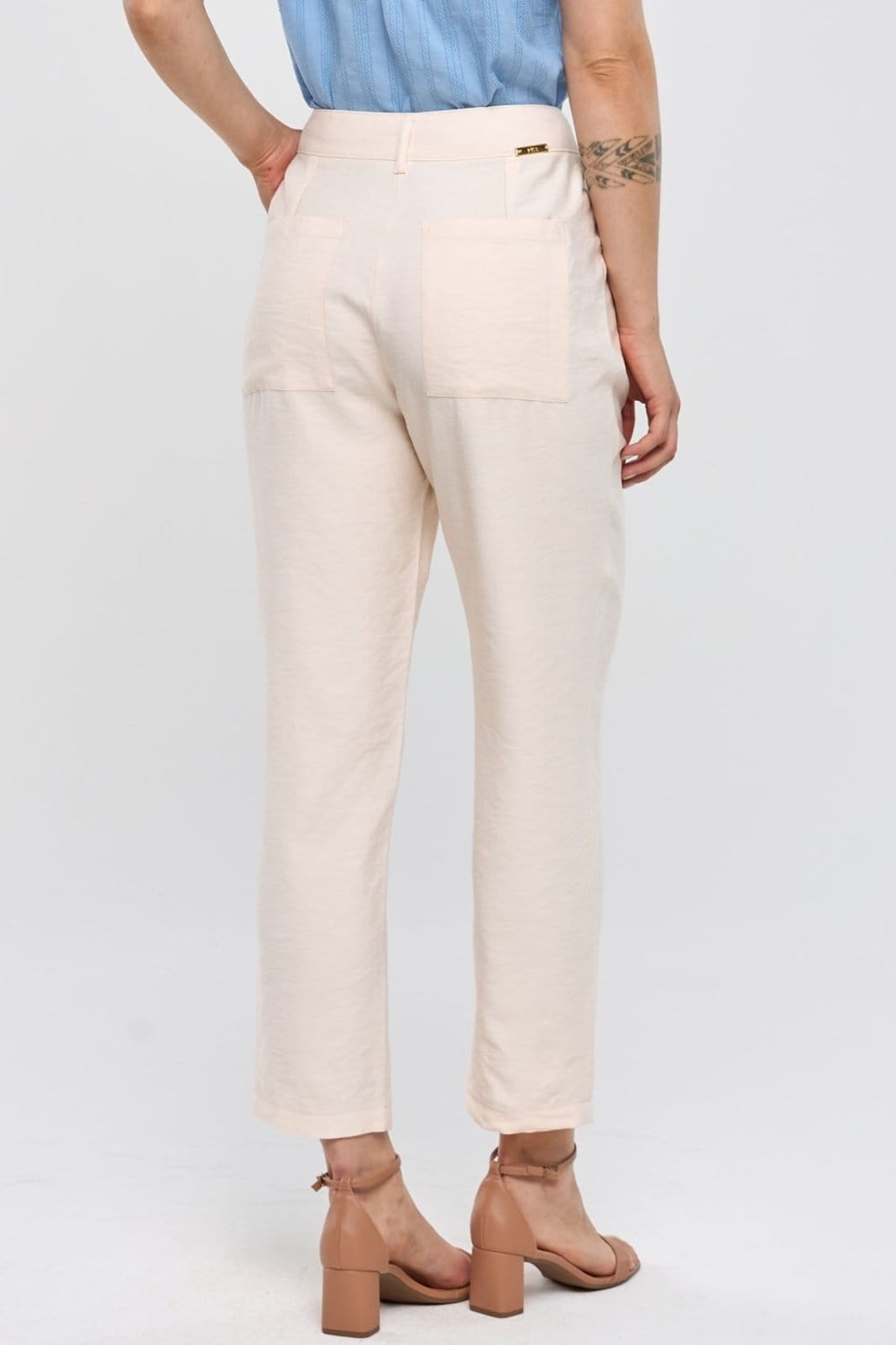 Calça PKS Alfaiataria Reta Em Viscose Off White