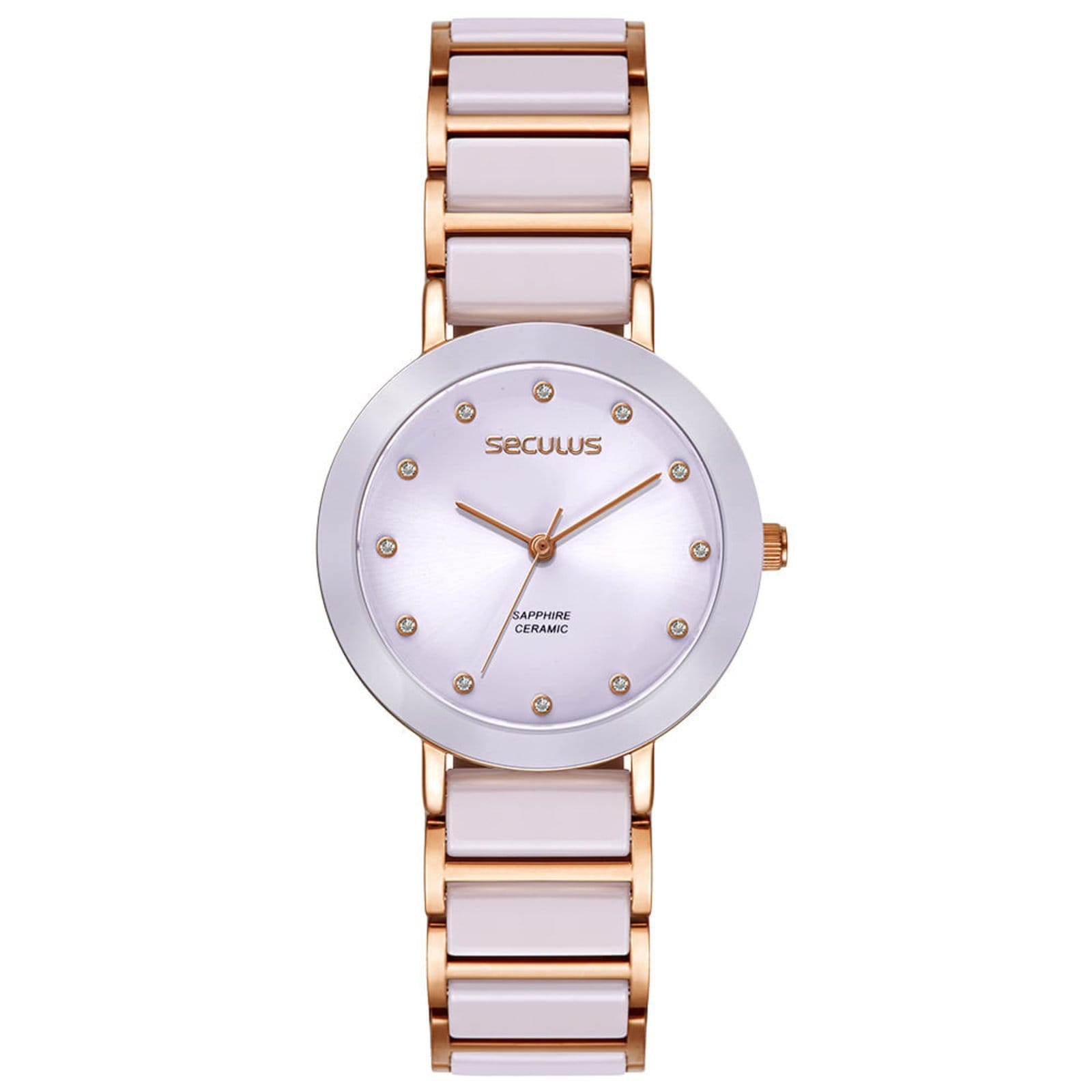 Relógio Feminino Analógico Cerâmica Cristais Roxo