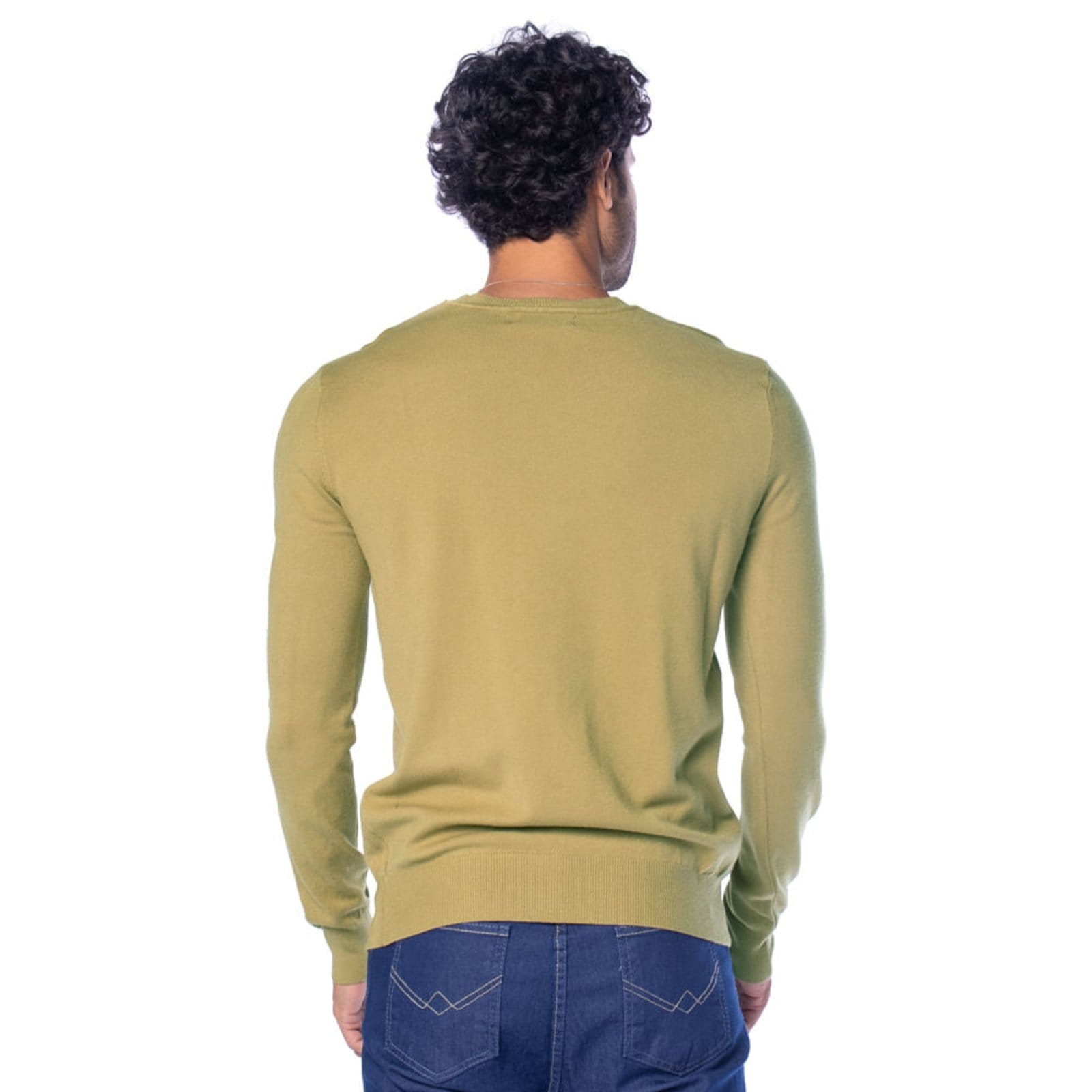 Vista 2 Suéter Masculino Dixie Liso Gola Careca Musgo Dixie verde