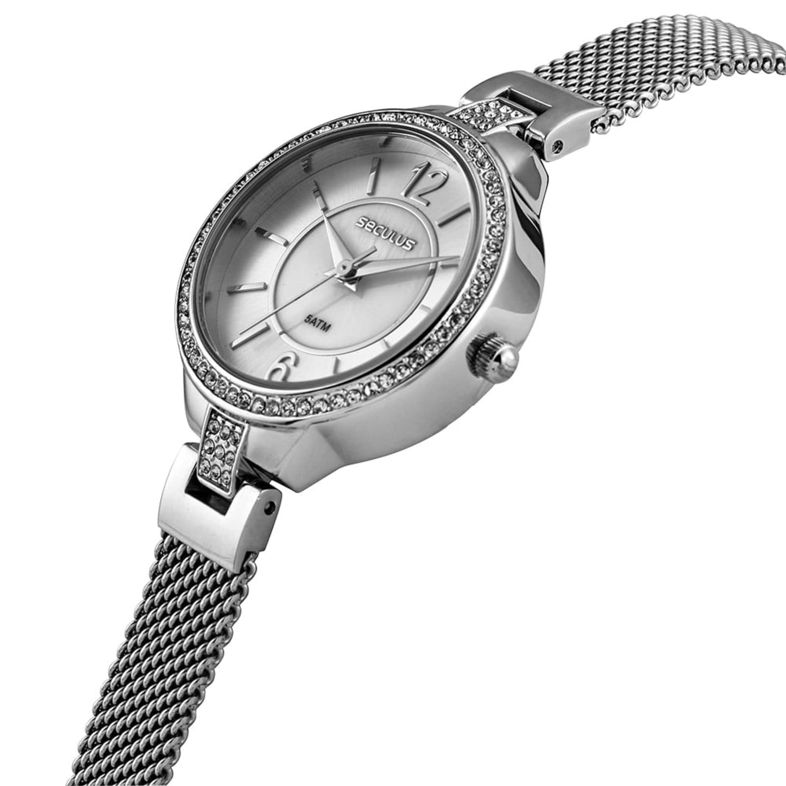 Vista 2 Relógio Feminino Seculus Analógico Minimalista Seculus prata