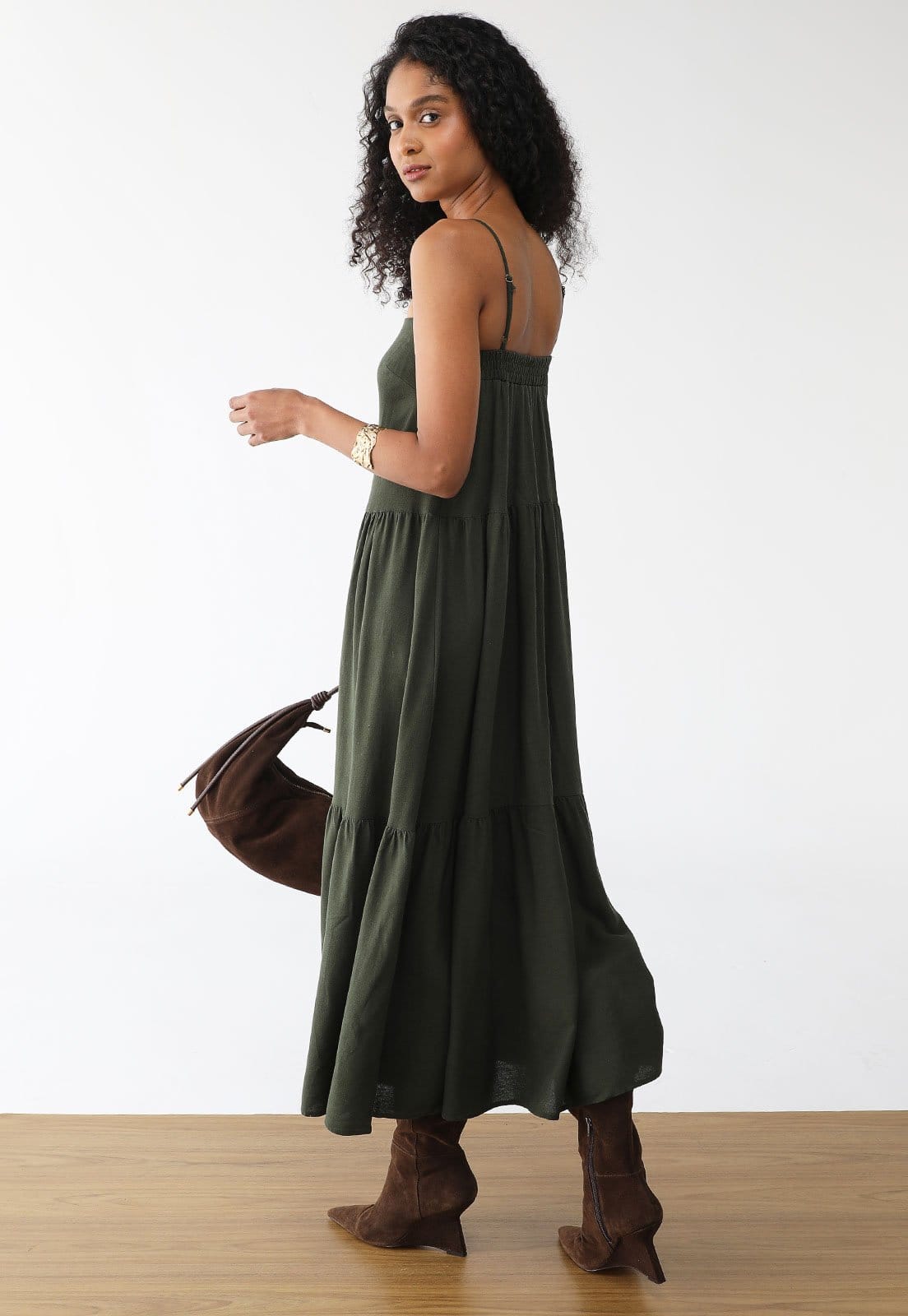 Vista 2 Vestido FARM Midi Recortes FARM verde