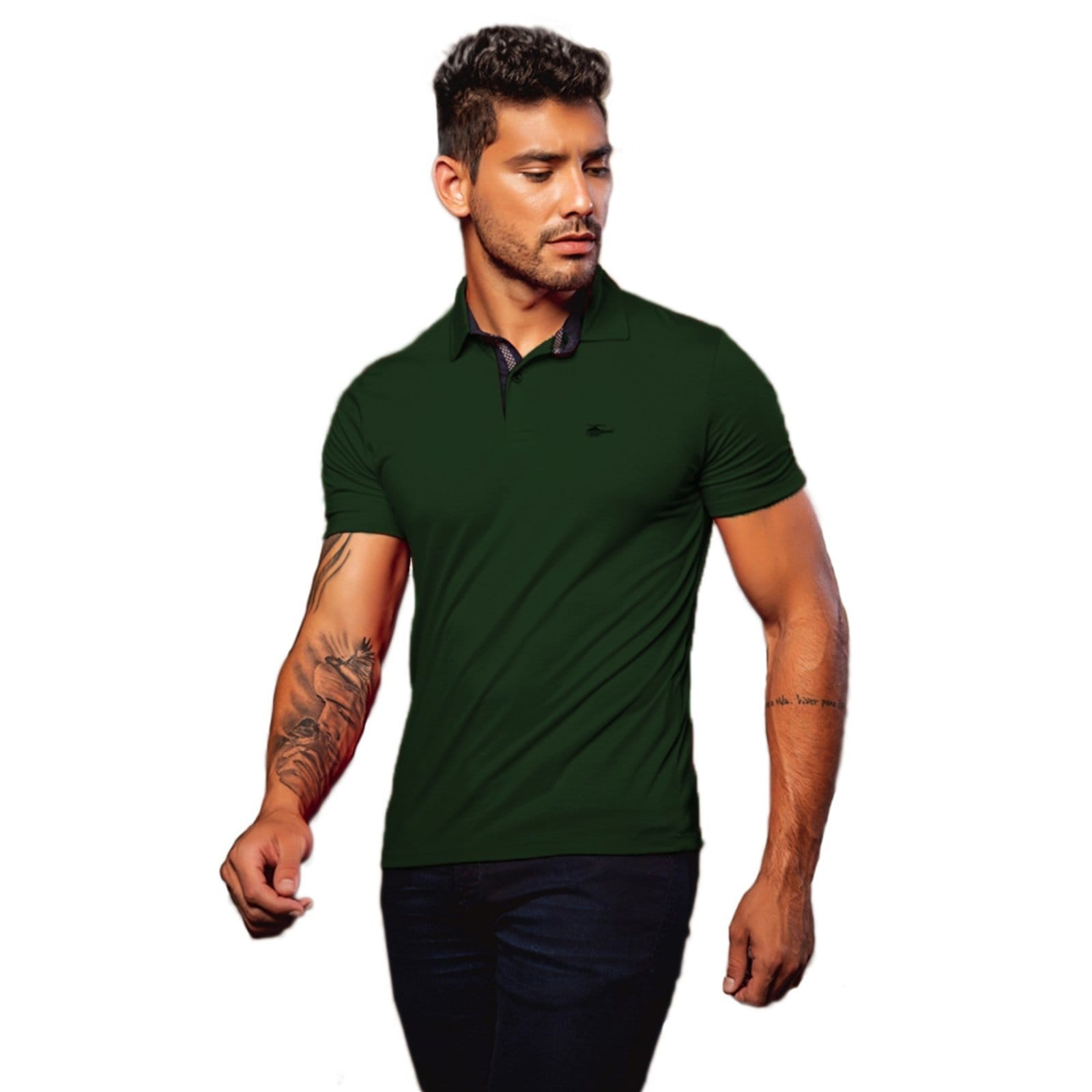 Camiseta Polo Masculina Básica Sallo Premium Escuro