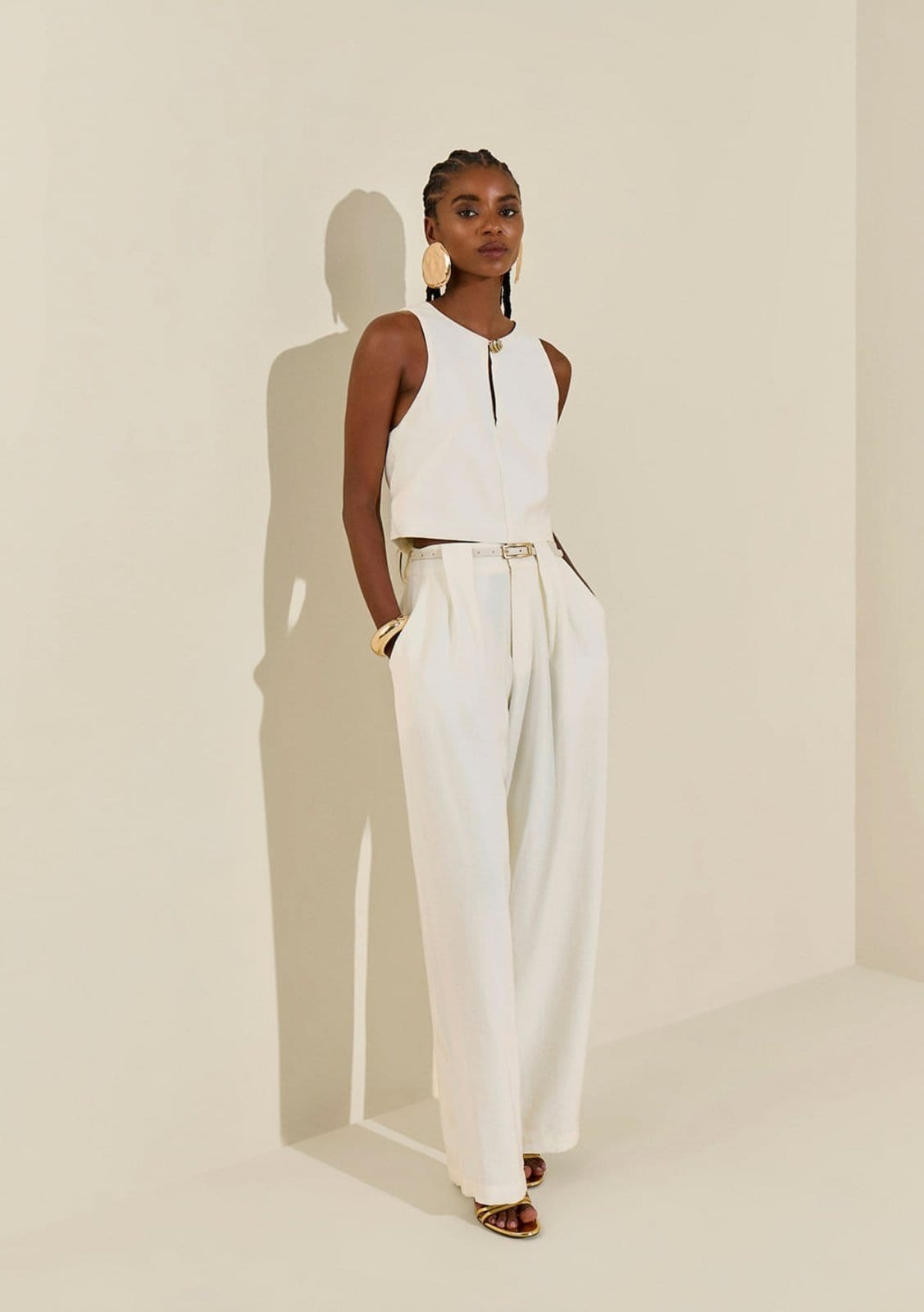 Calça Morena Rosa Reta Alta Estampado