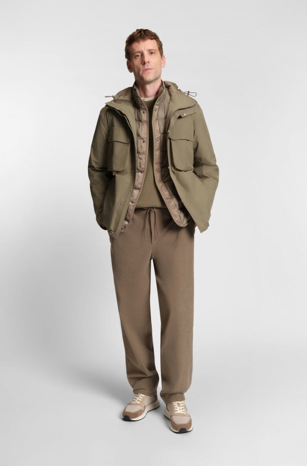 Vista 2 Suéter De Modelagem Regular Com Nervuras De Veludo Cotelê Boss bege