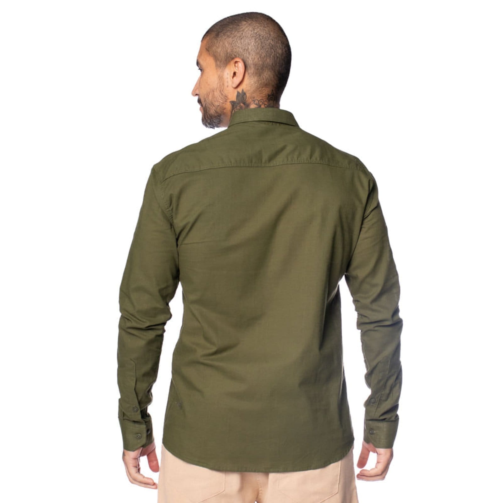 Camisa Masculina Dixie Slim Fit Punho Chanfrado Musgo - 2