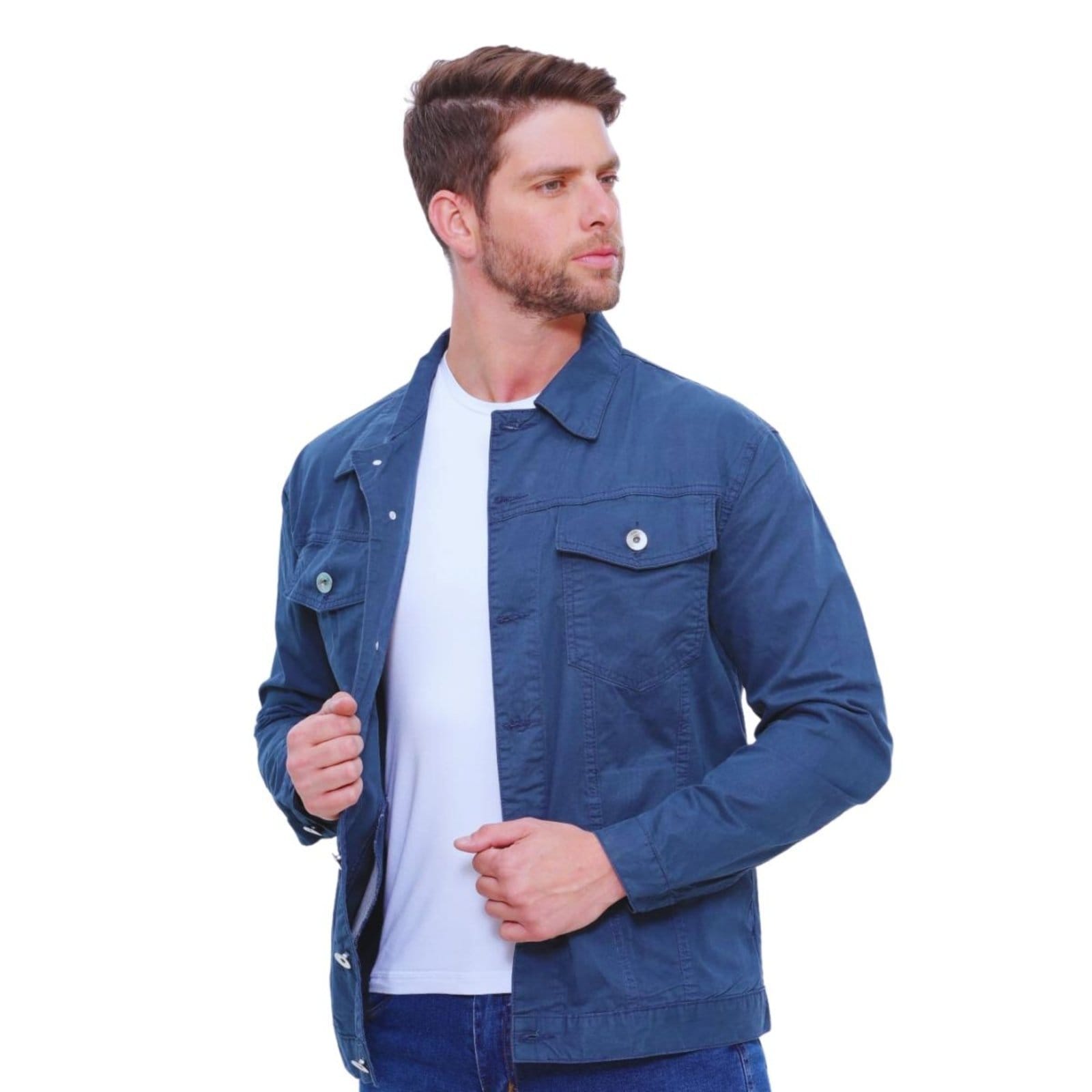 Vista 2 Jaqueta Masculina Sarja Marinho Jeans Loka azul/azul marinho azul