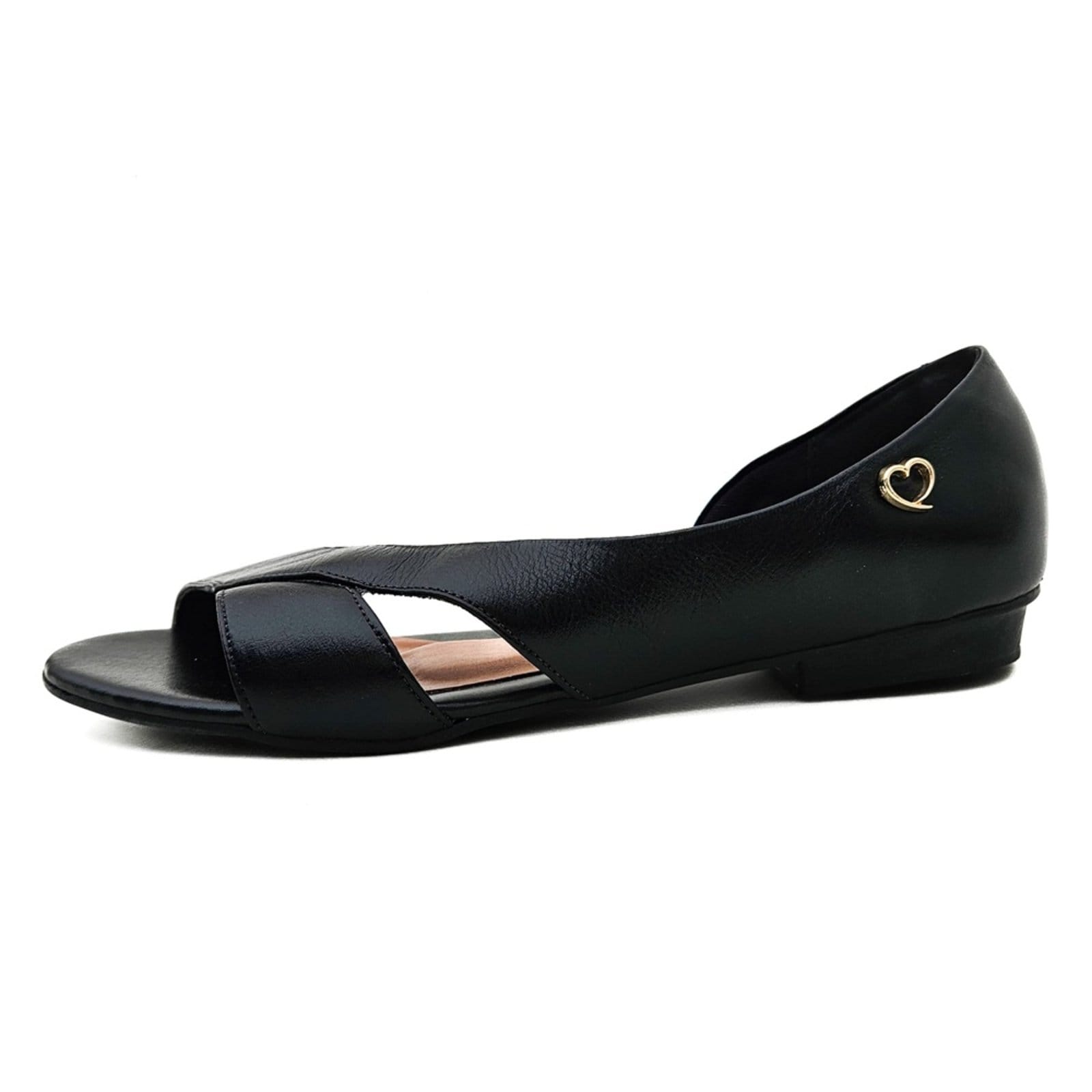 Vista 2 Sandália Rasteira em Couro Amo Calçados Moema Preta Amo Calçados preto