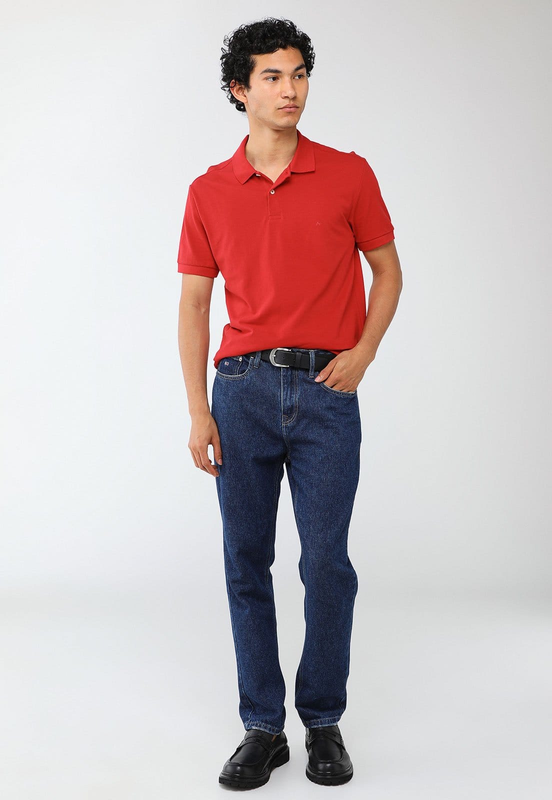 Vista 2 Polo Masculina Aramis Logo Bordado Vermelha Aramis vermelho