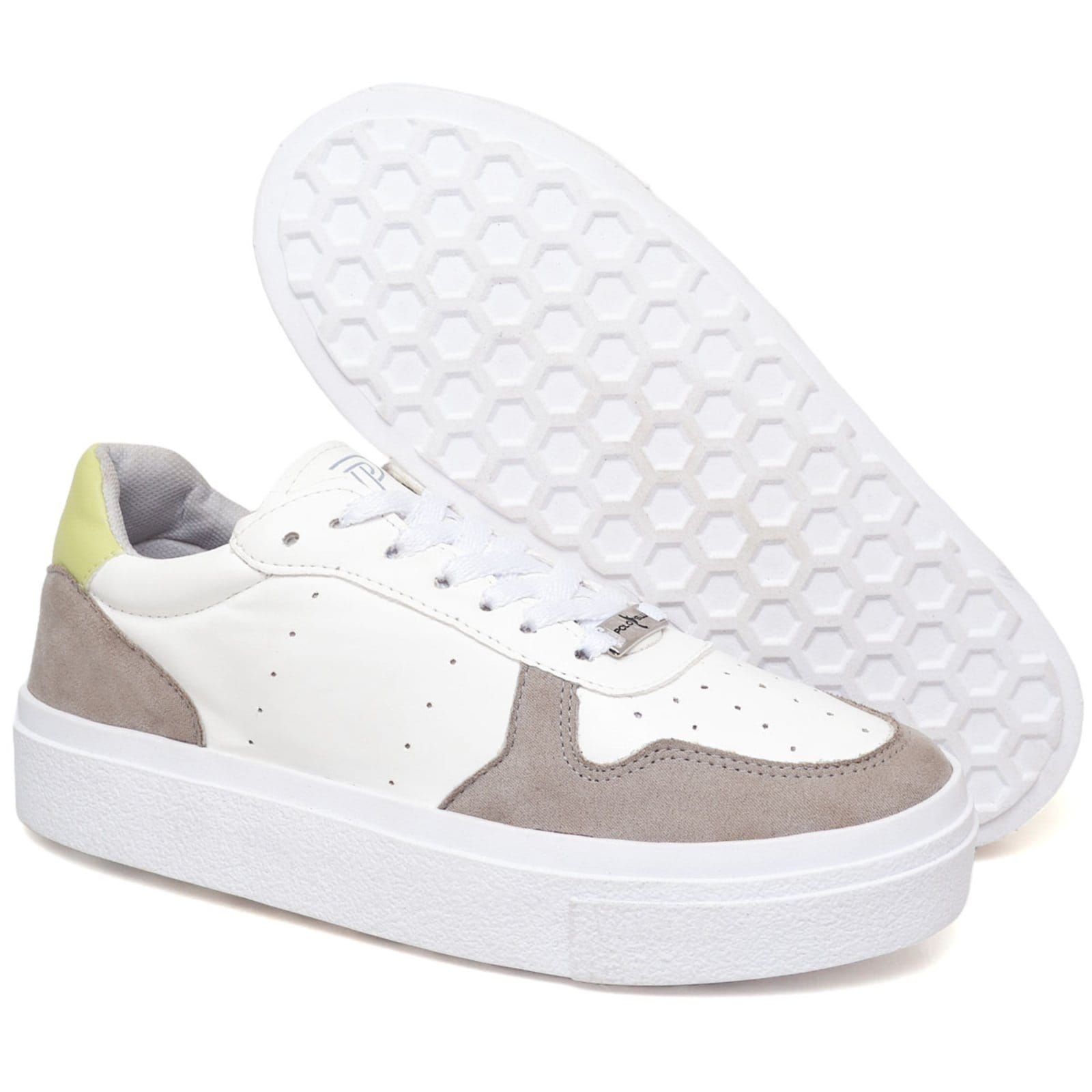 Tênis Feminino Branco Sola Alta em Camurça e Verniz Polo Blu do 34 ao