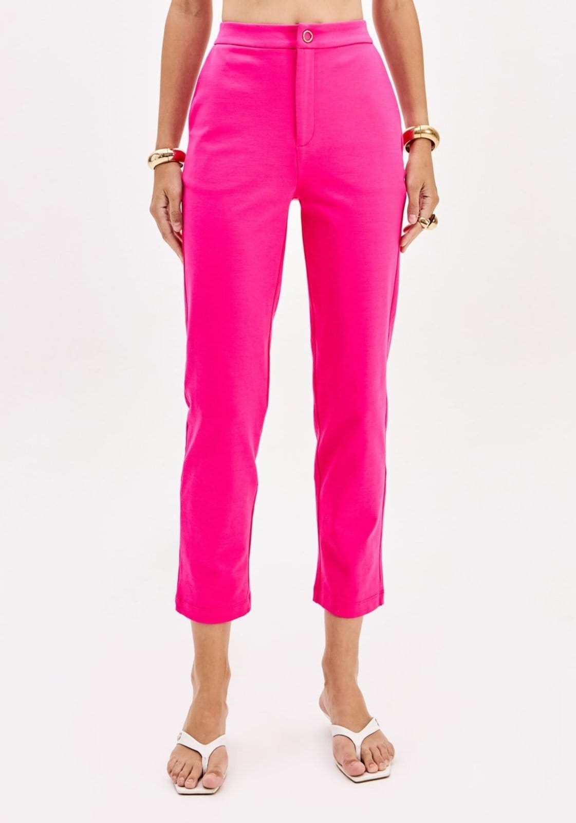 Vista 2 Calça Carrot Cintura Alta Ankle Lança Perfume rosa