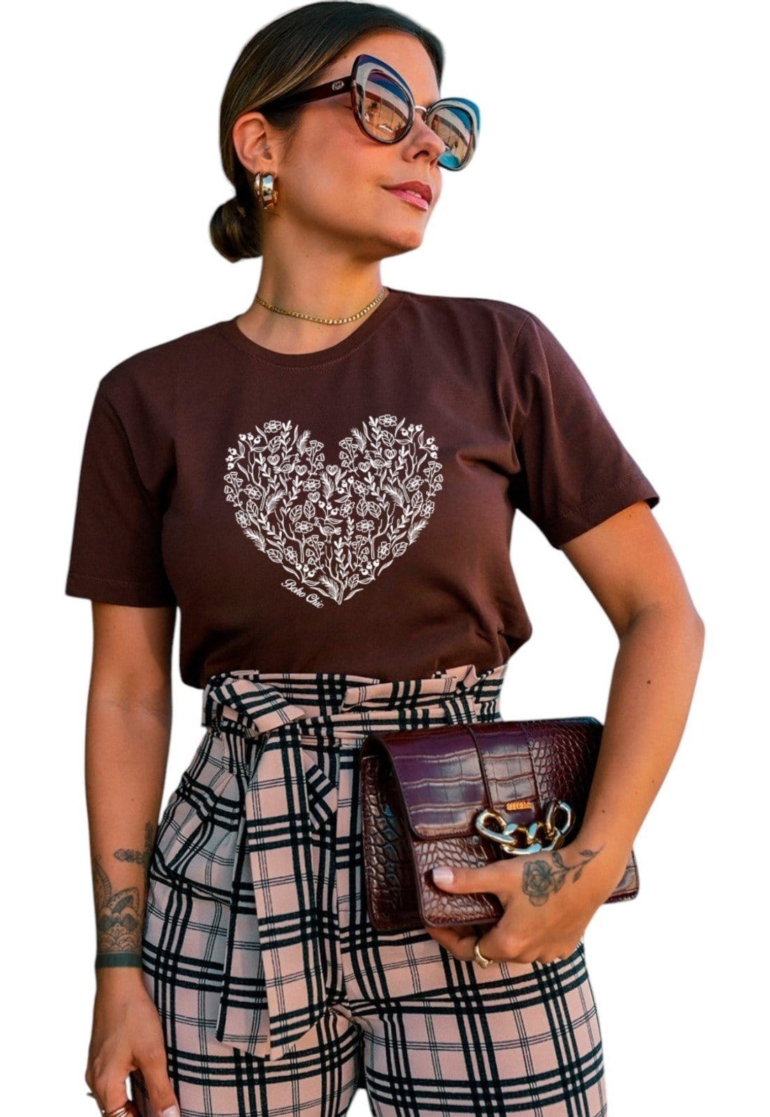 Camiseta Cianitas Estampa Coração Boho