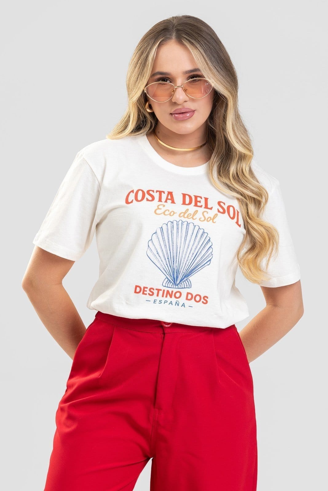 Vista 2 Camiseta Feminina Cianitas Off Estampa Costa Del Sol Cianitas off-white