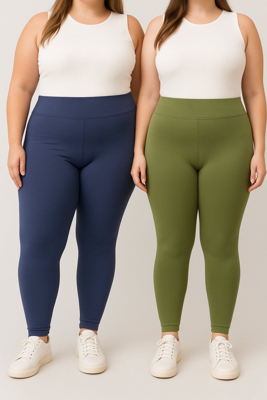 Kit com 02 Calças Legging Plus Size D Bell Outlet Fashion Feminina Academia Cintura Alta Verde
