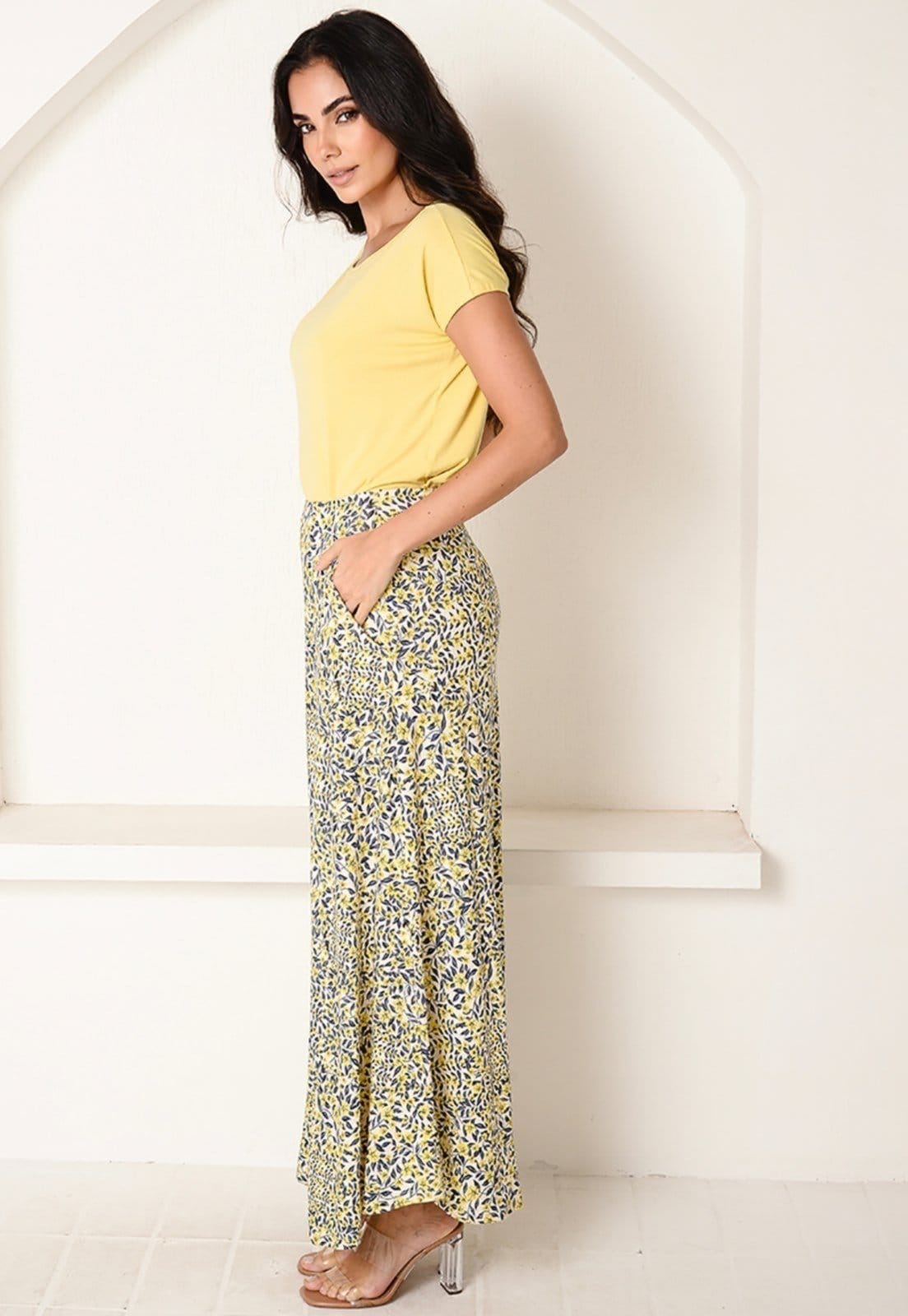 Saia Longa Assimétrica Com Bolsos B’Bonnie Úrsula - 2