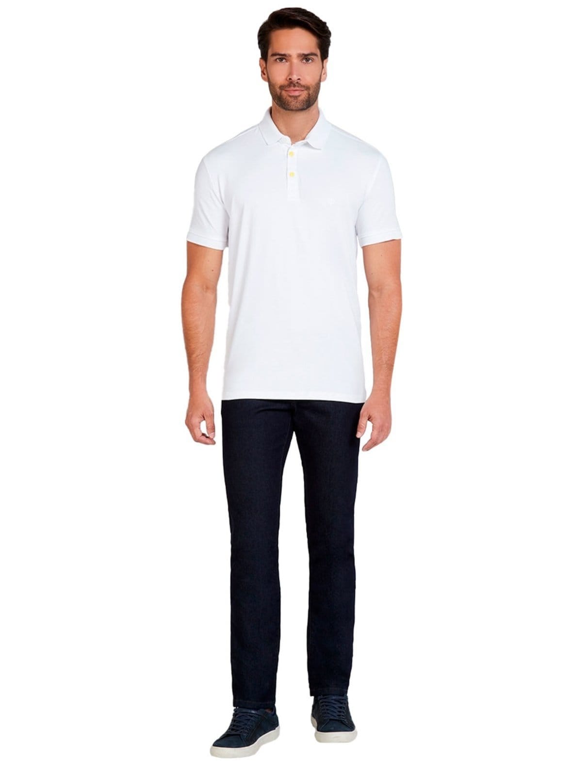 Polo Dudalina Masculina Slim Fit Malha Branca