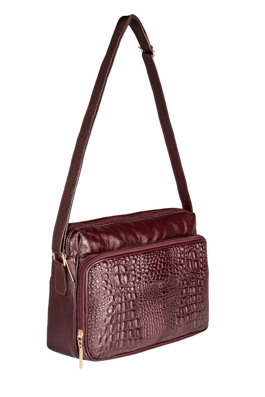 Vista 2 Bolsa Andrea Vinci de couro croco tiracolo Anita - Marsala Andrea Vinci bege