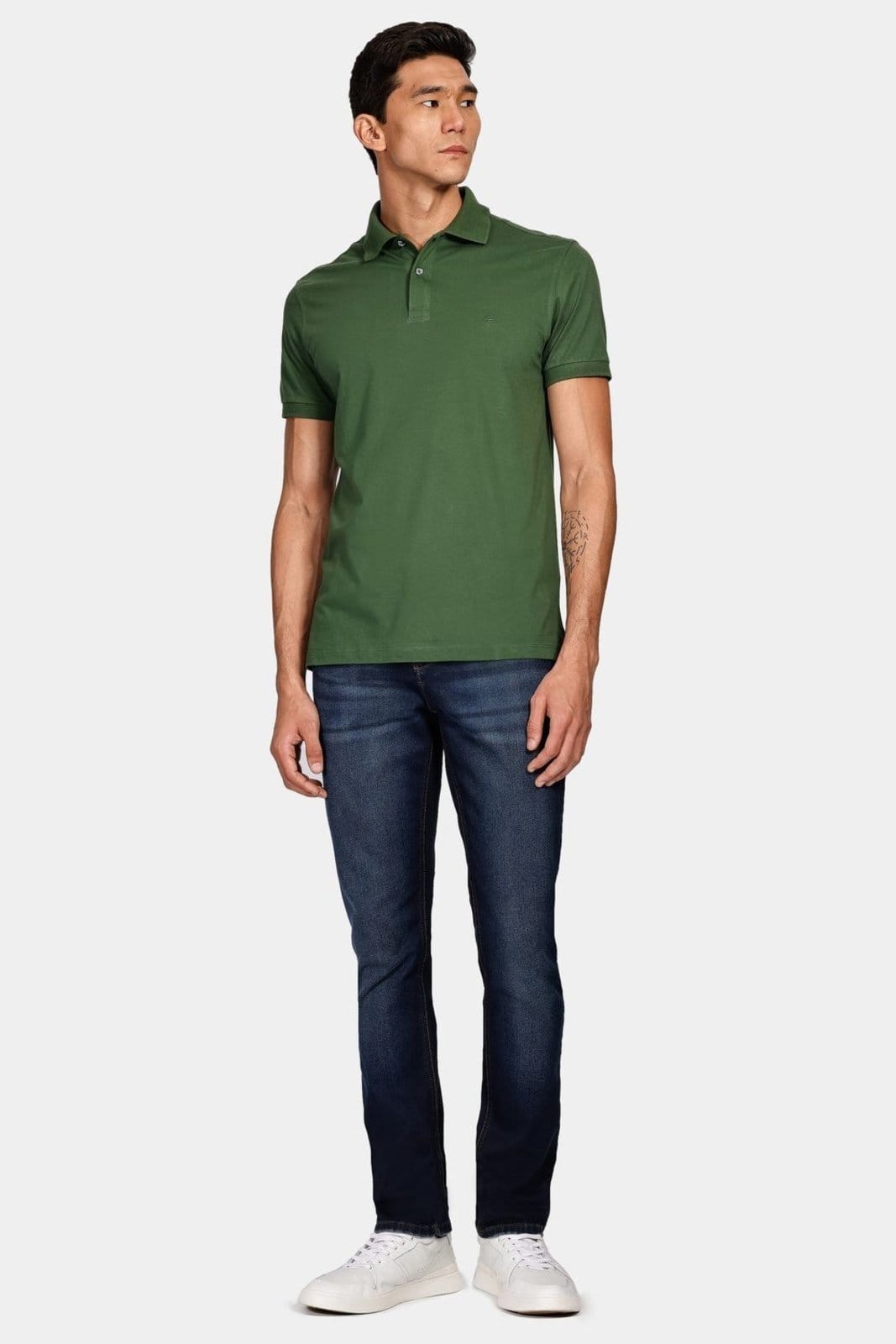 Vista 2 Polo 1/2 Malha Lisa Verde Musgo Aramis incolor verde