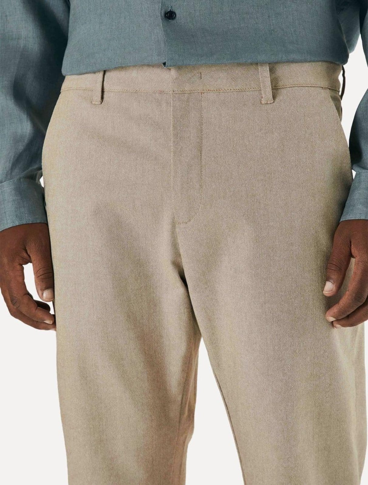 Vista 2 Calça Foxton Masculina Oxford Tóquio New Claro Foxton cáqui