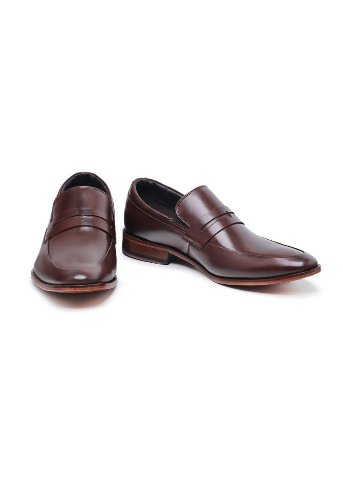 Vista 2 Sapato Social Loafer Penny Masculino Malbork Em Couro Liso Marrom 2009 Malbork café