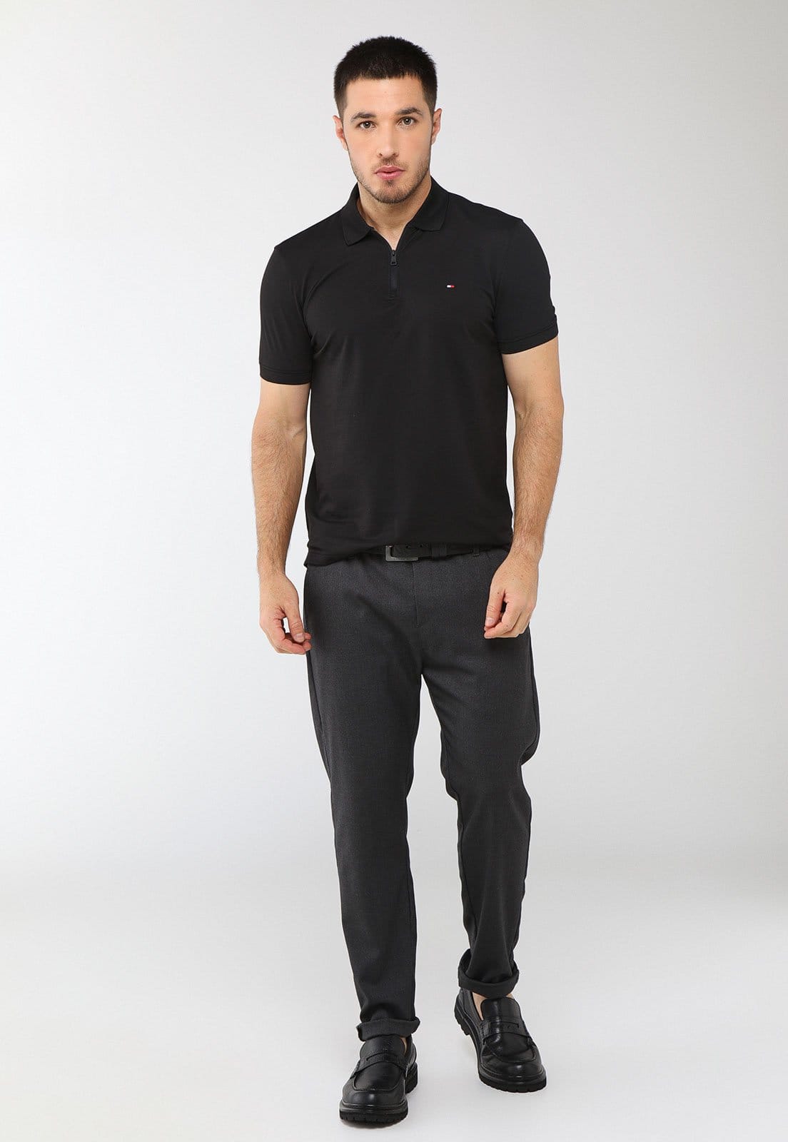 Vista 2 Camisa Polo Masculina Tommy Hilfiger Performance Piquet Preta Tommy Hilfiger preto