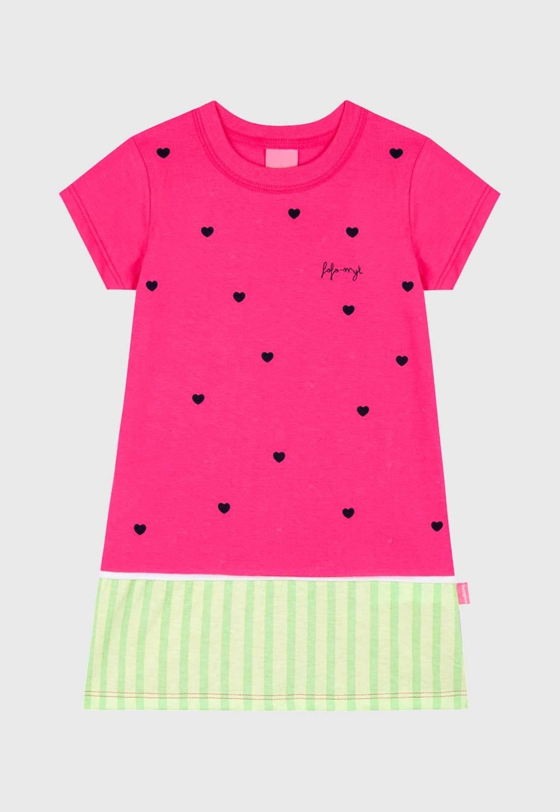 Vista 2 Conjunto Kamylus Vestido e Bolsinha Estampada Kamylus rosa