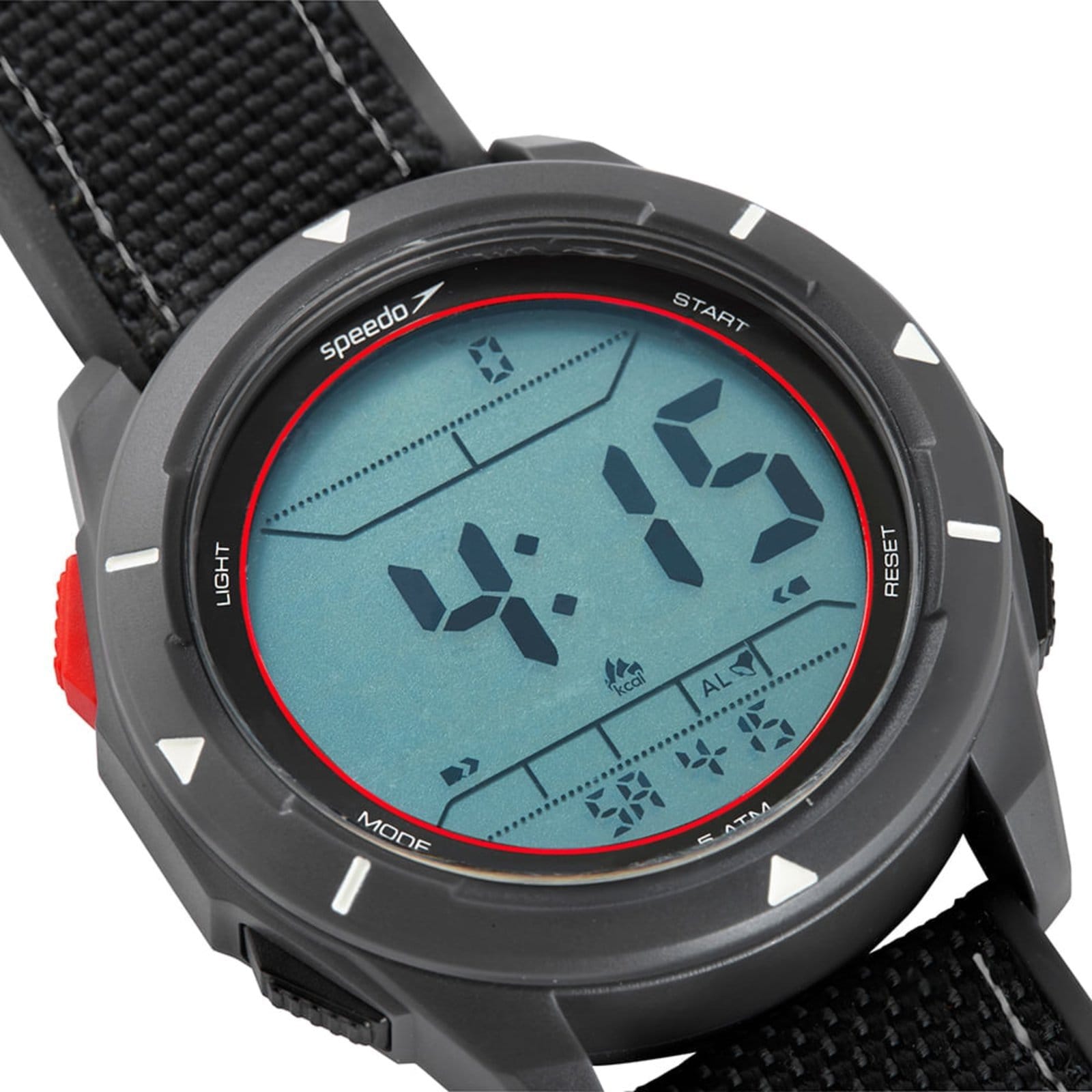 Vista 2 Relógio Masculino Speedo Pedômetro Detalhes Vermelhos Speedo preto