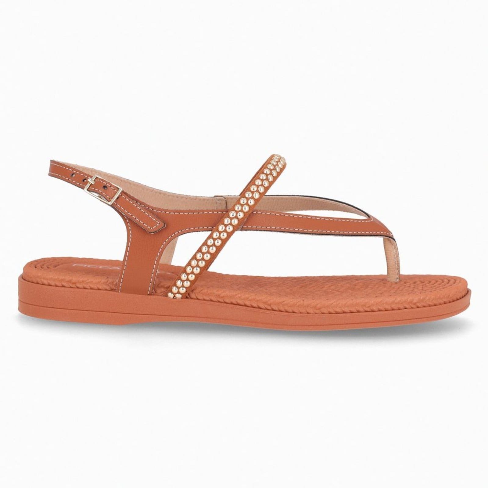 Sandália Rasteirinha Adla Ocre com Ouro