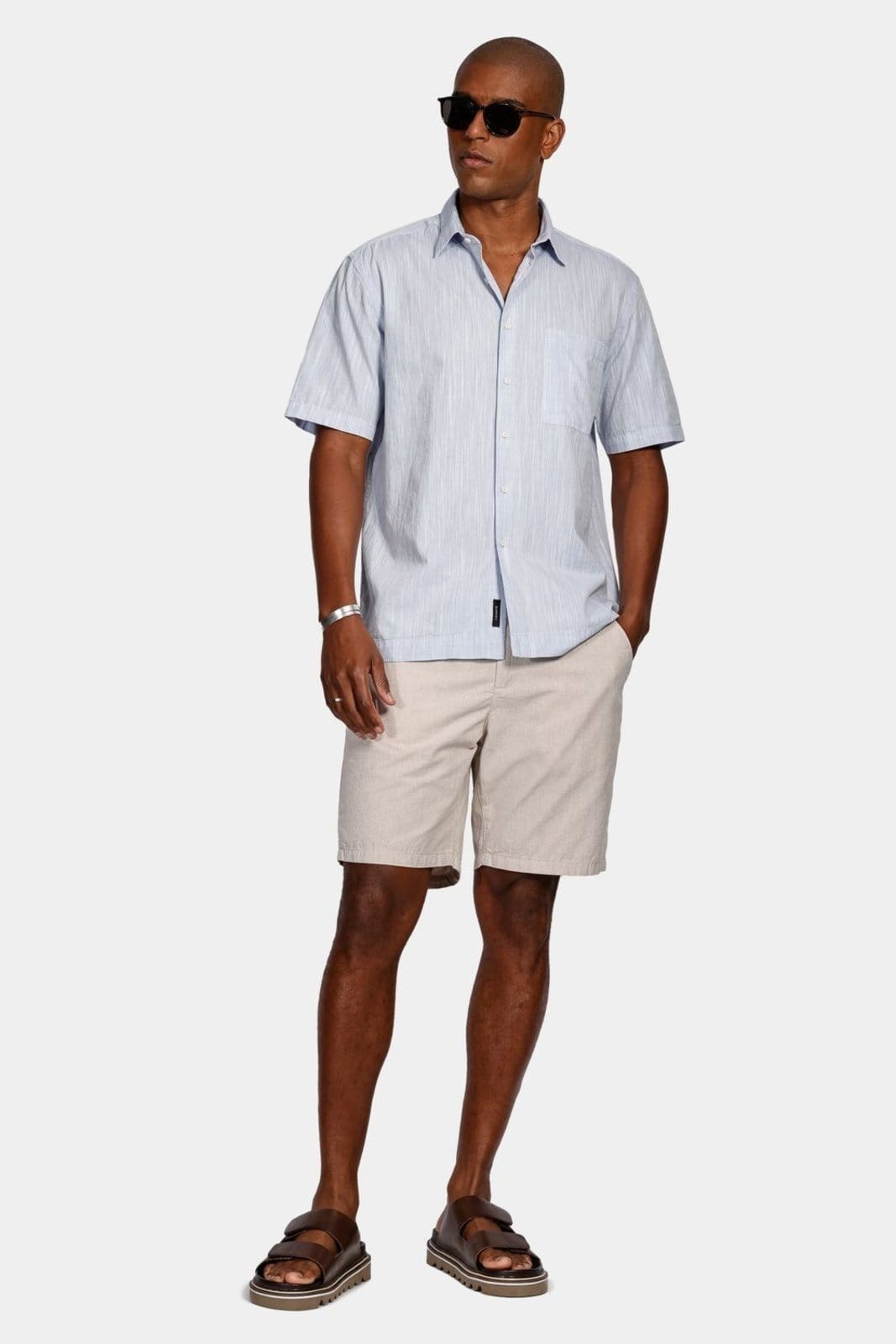 Vista 2 Camisa Aramis Manga Curta Regular Flamê Com Bolso Aramis azul