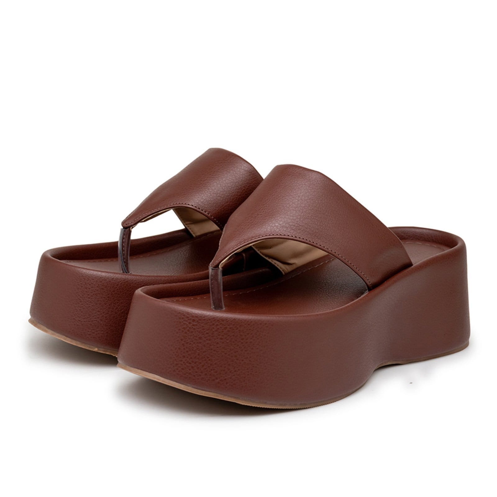 Sandália Tamanco Flatform Plataforma 5100 Napa Cacau